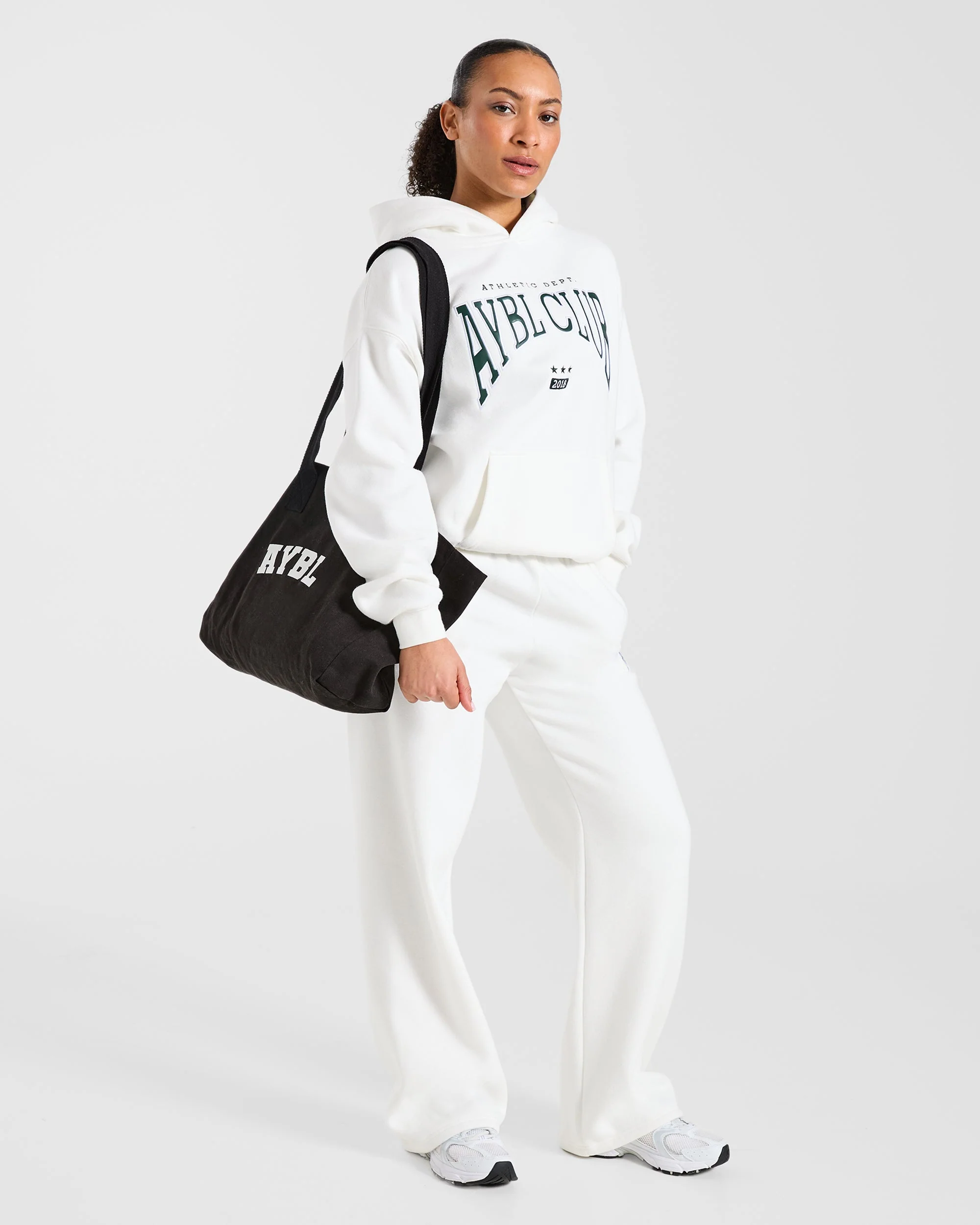 AYBL Club Oversized Hoodie - Off White/Forest Green - Image 8