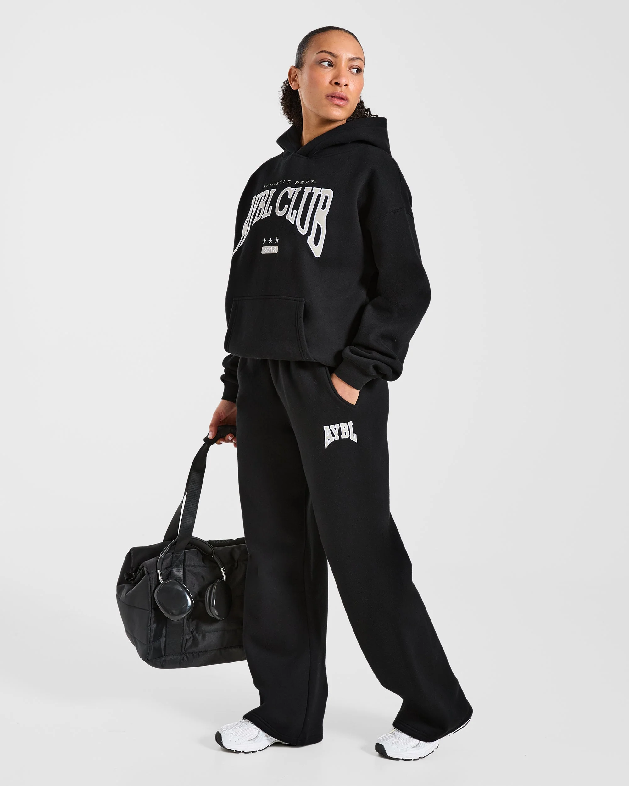 AYBL Club Oversized Straight Leg Joggers - Black - Image 8