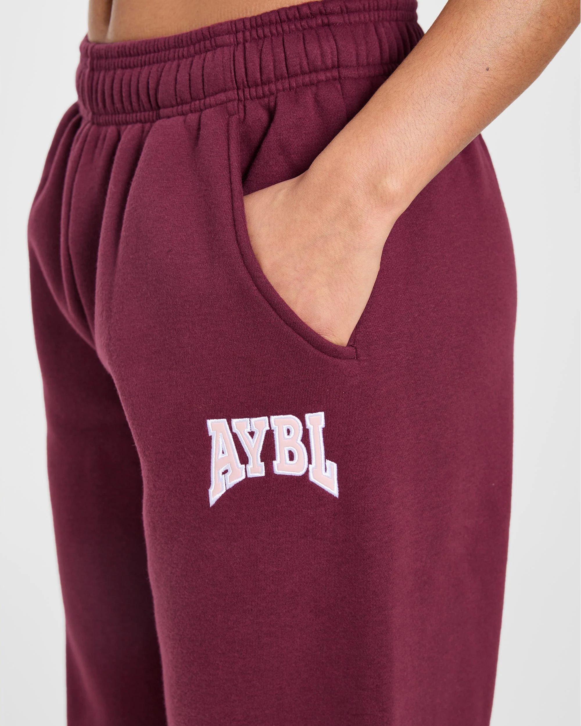 AYBL Club Oversized Straight Leg Joggers - Burgundy/Pink - Image 5