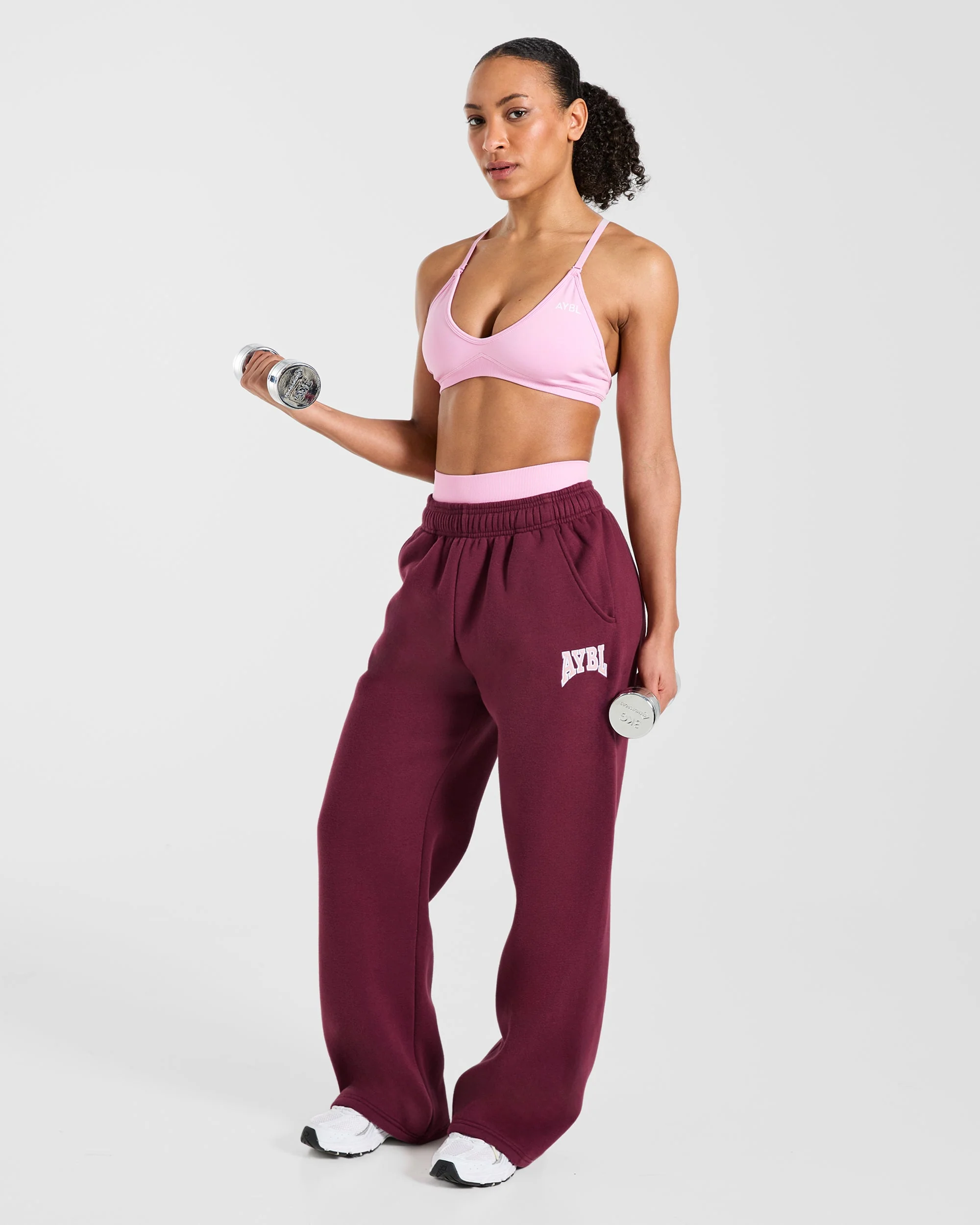 AYBL Club Oversized Straight Leg Joggers - Burgundy/Pink - Image 8