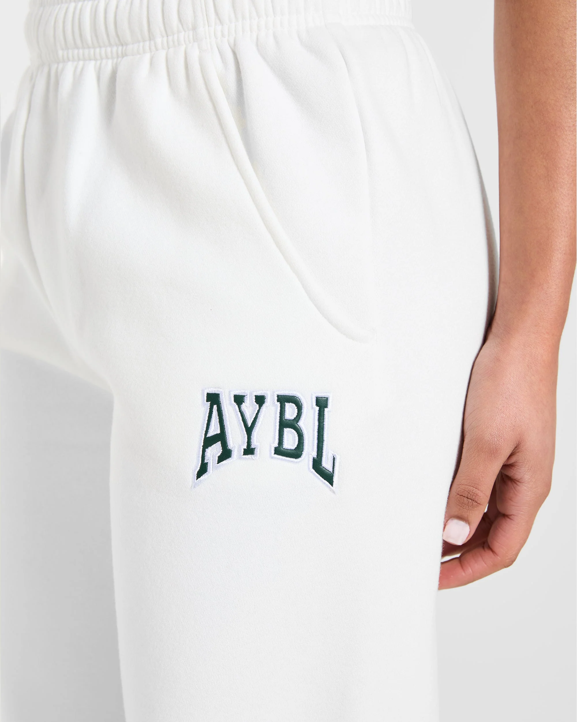 AYBL Club Oversized Straight Leg Joggers - Off White/Forest Green - Image 5