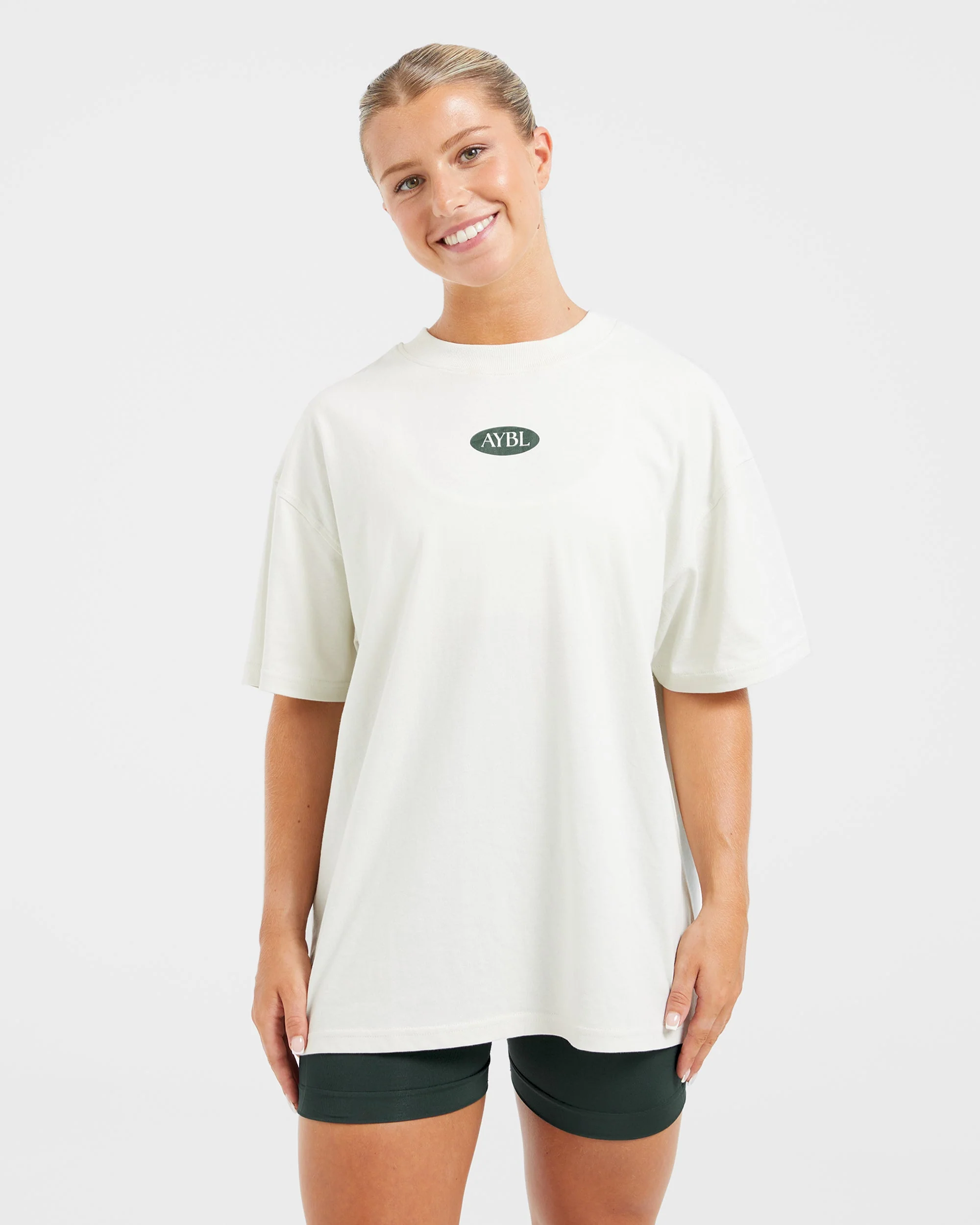 AYBL Lifestyle Oversized T Shirt - Off White/Forest - Image 2