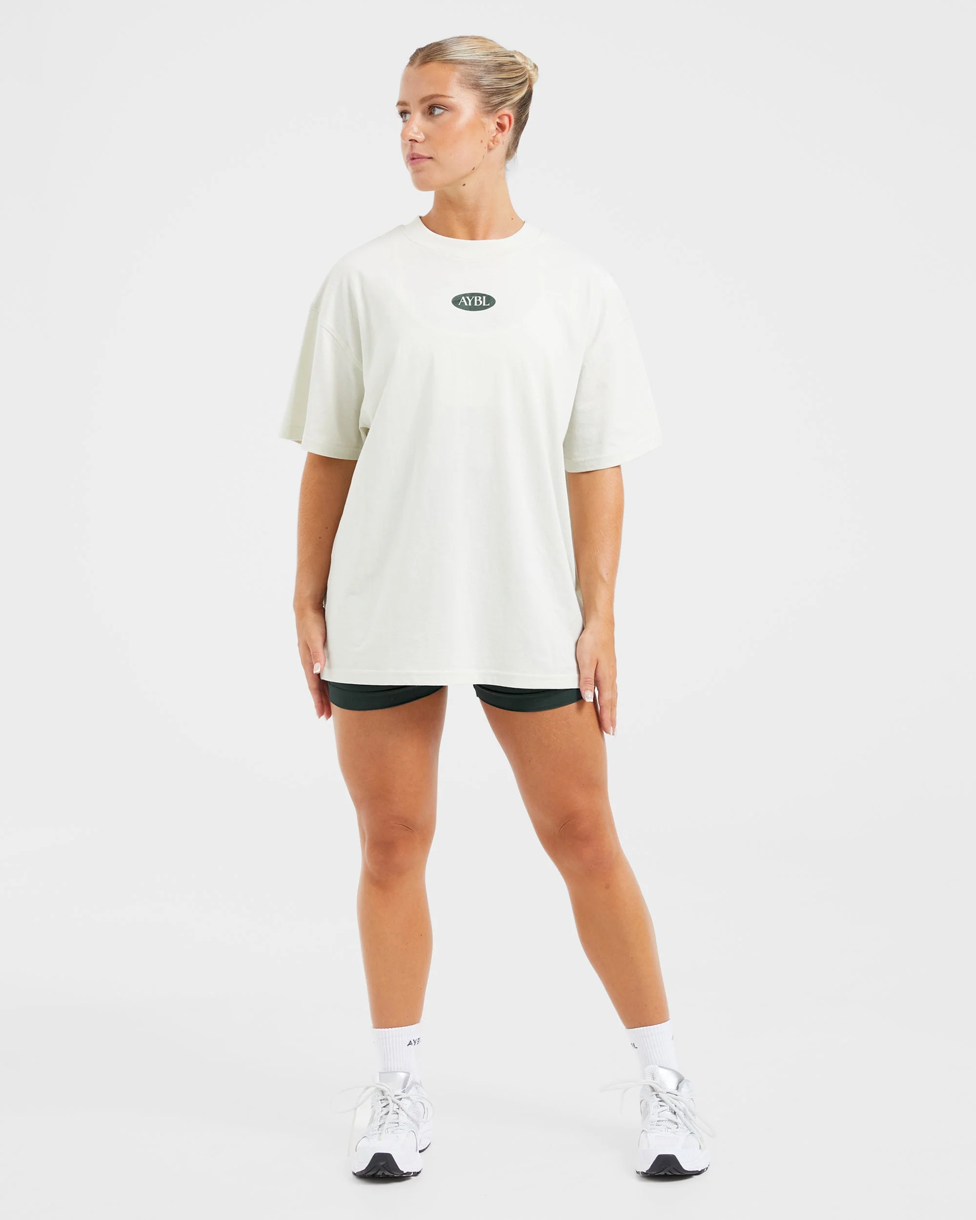 AYBL Lifestyle Oversized T Shirt - Off White/Forest - Image 3