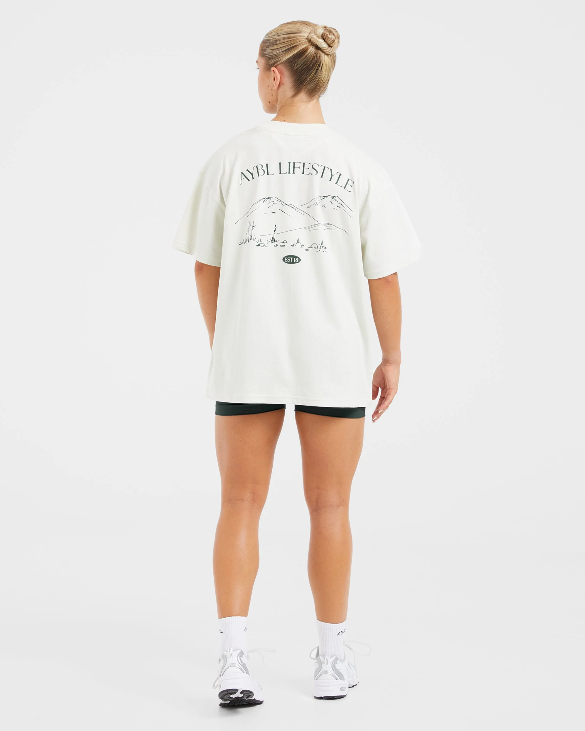 AYBL Lifestyle Oversized T Shirt - Off White/Forest - Image 4