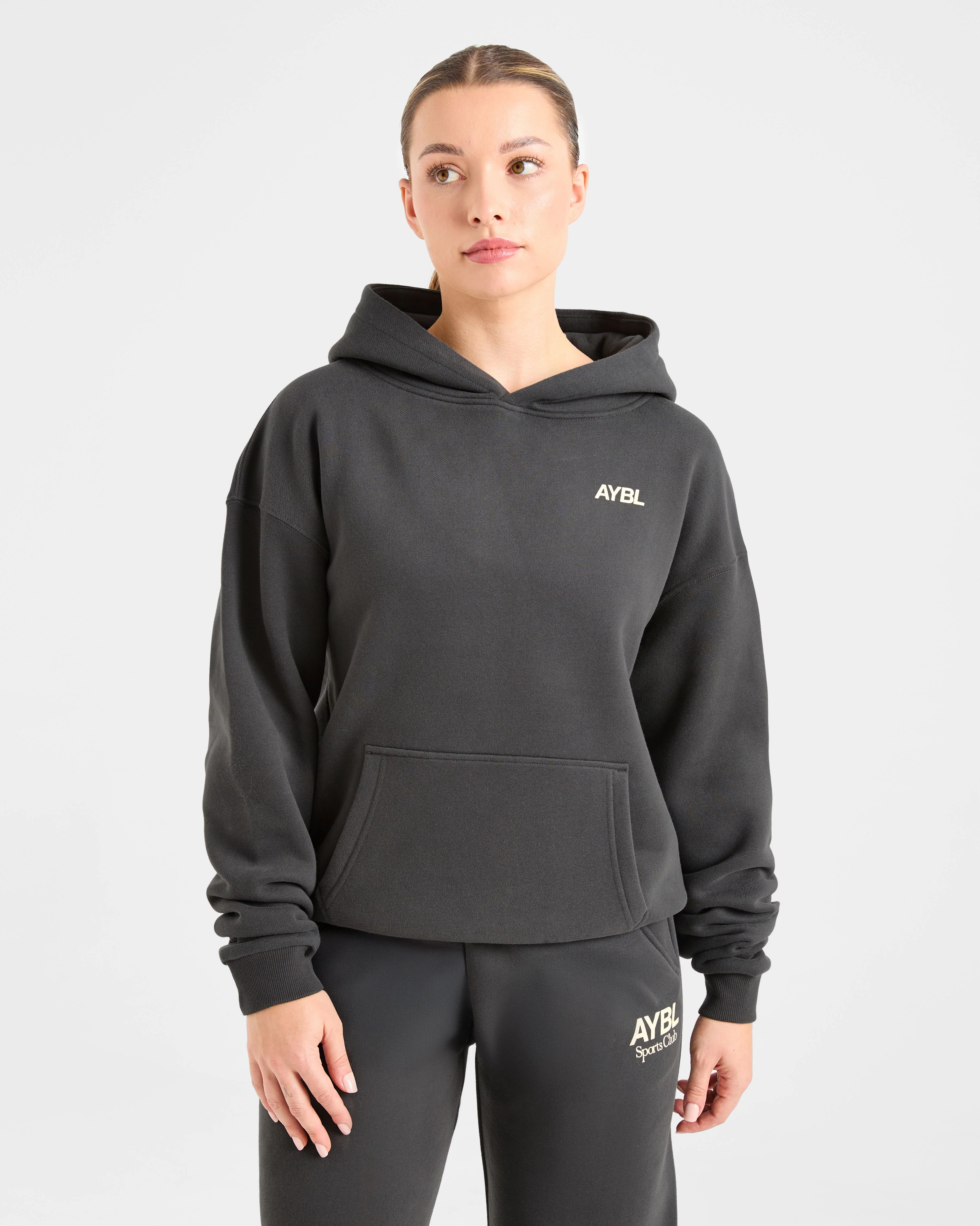 AYBL Sports Club Oversized Hoodie - Charcoal/Yellow - Image 2