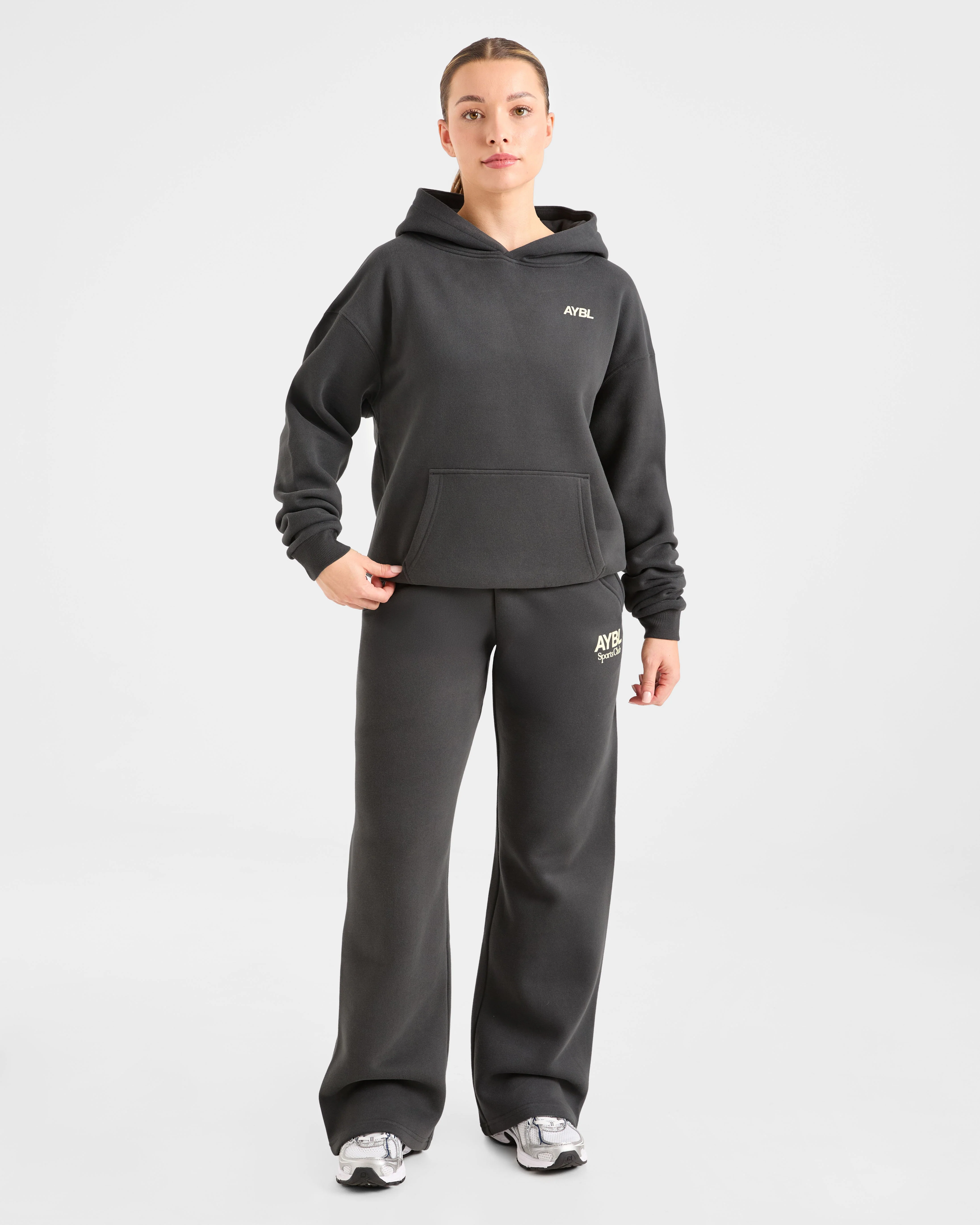 AYBL Sports Club Oversized Hoodie - Charcoal/Yellow - Image 3