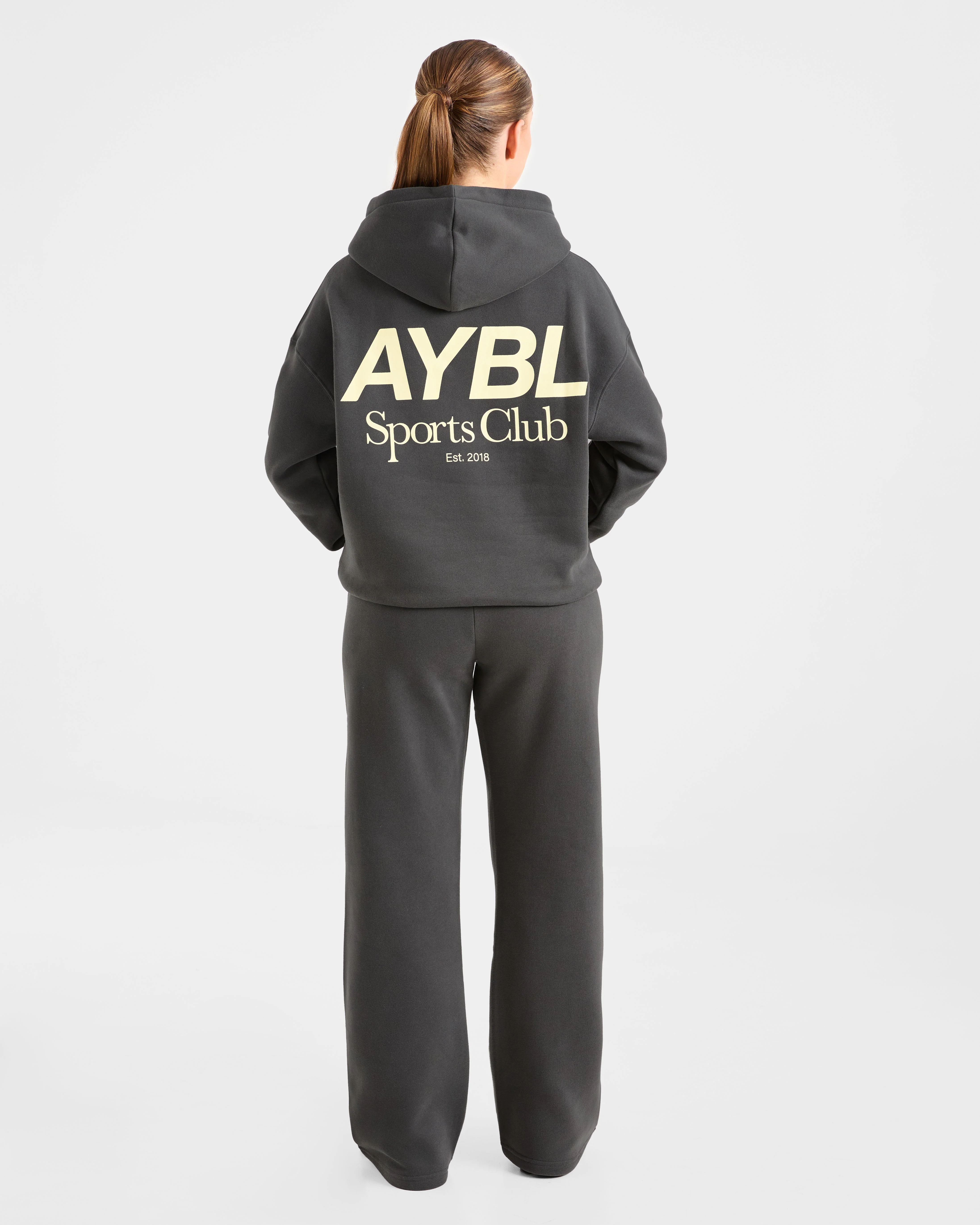 AYBL Sports Club Oversized Hoodie - Charcoal/Yellow - Image 4