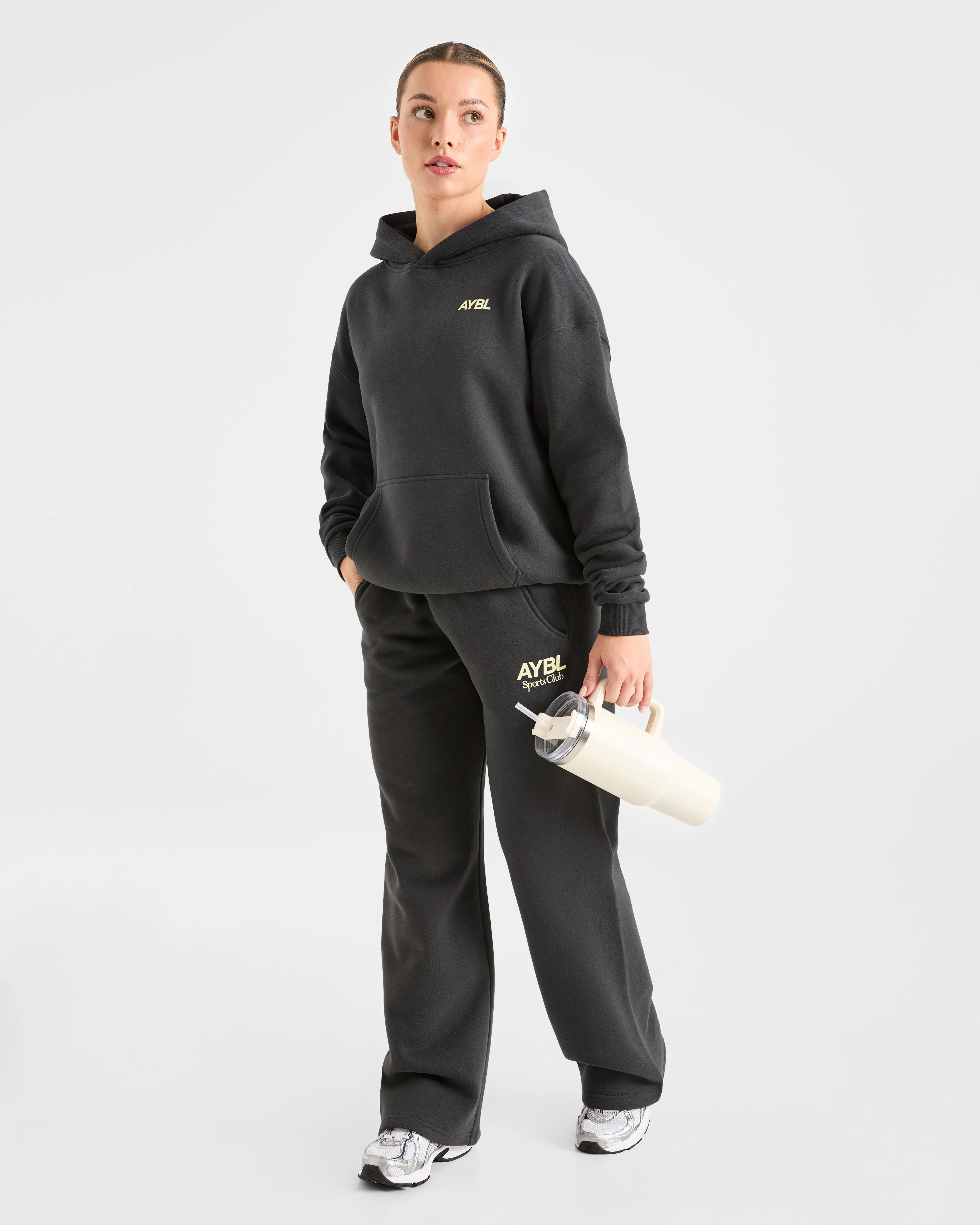 AYBL Sports Club Oversized Hoodie - Charcoal/Yellow - Image 8