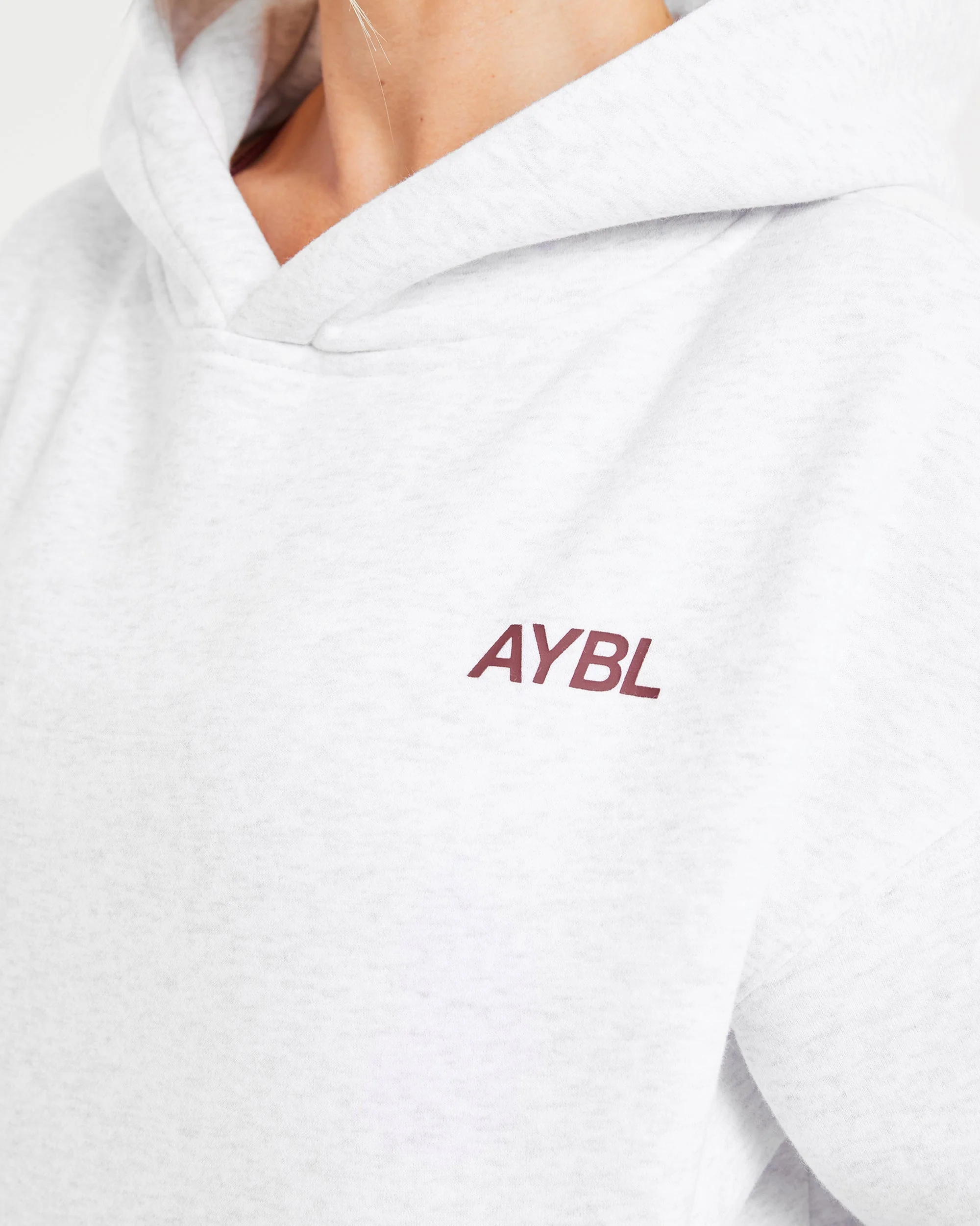 AYBL Sports Club Oversized Hoodie - Grey Marl/Burgundy - Image 5