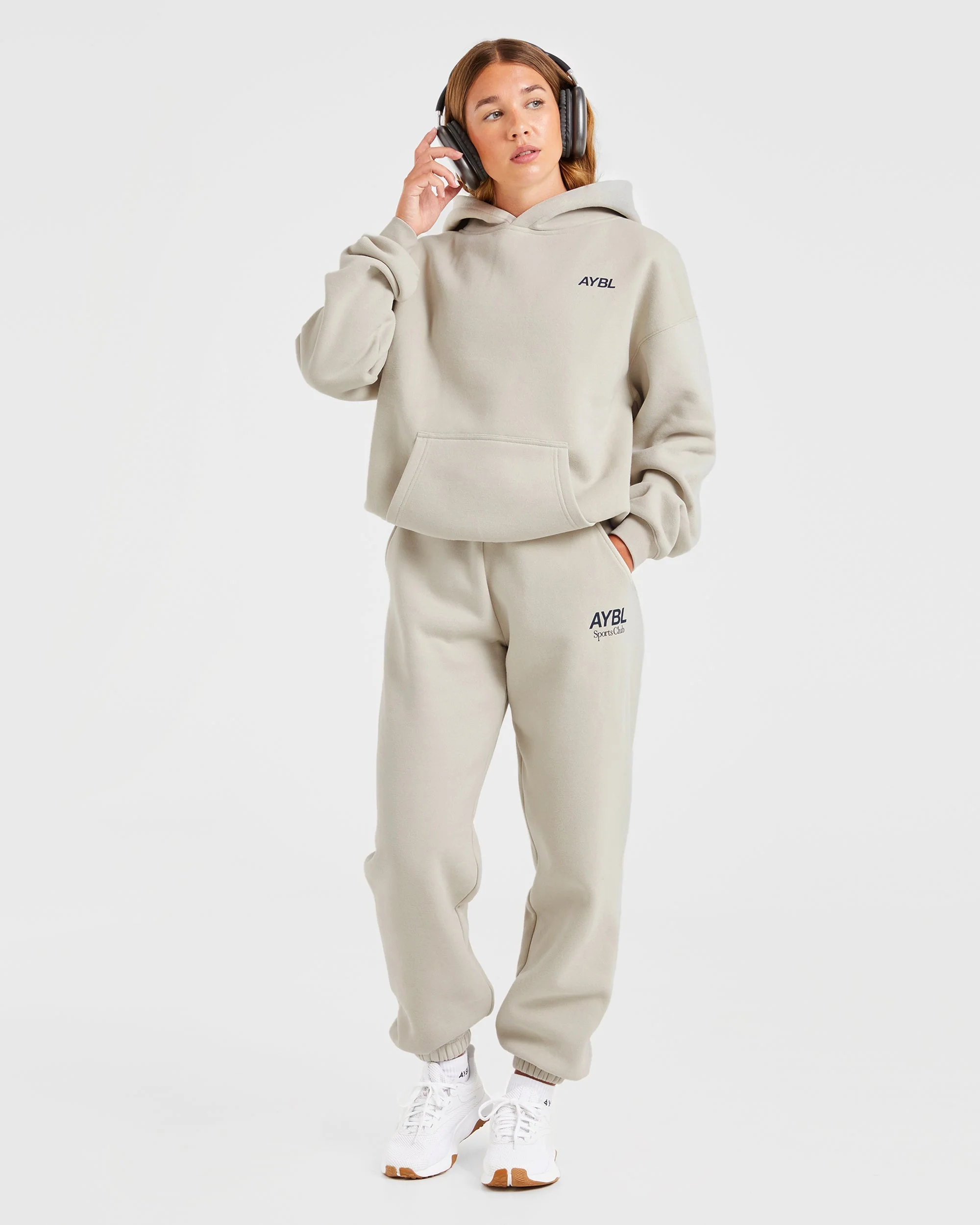 AYBL Sports Club Oversized Hoodie - Sand/Navy - Image 8