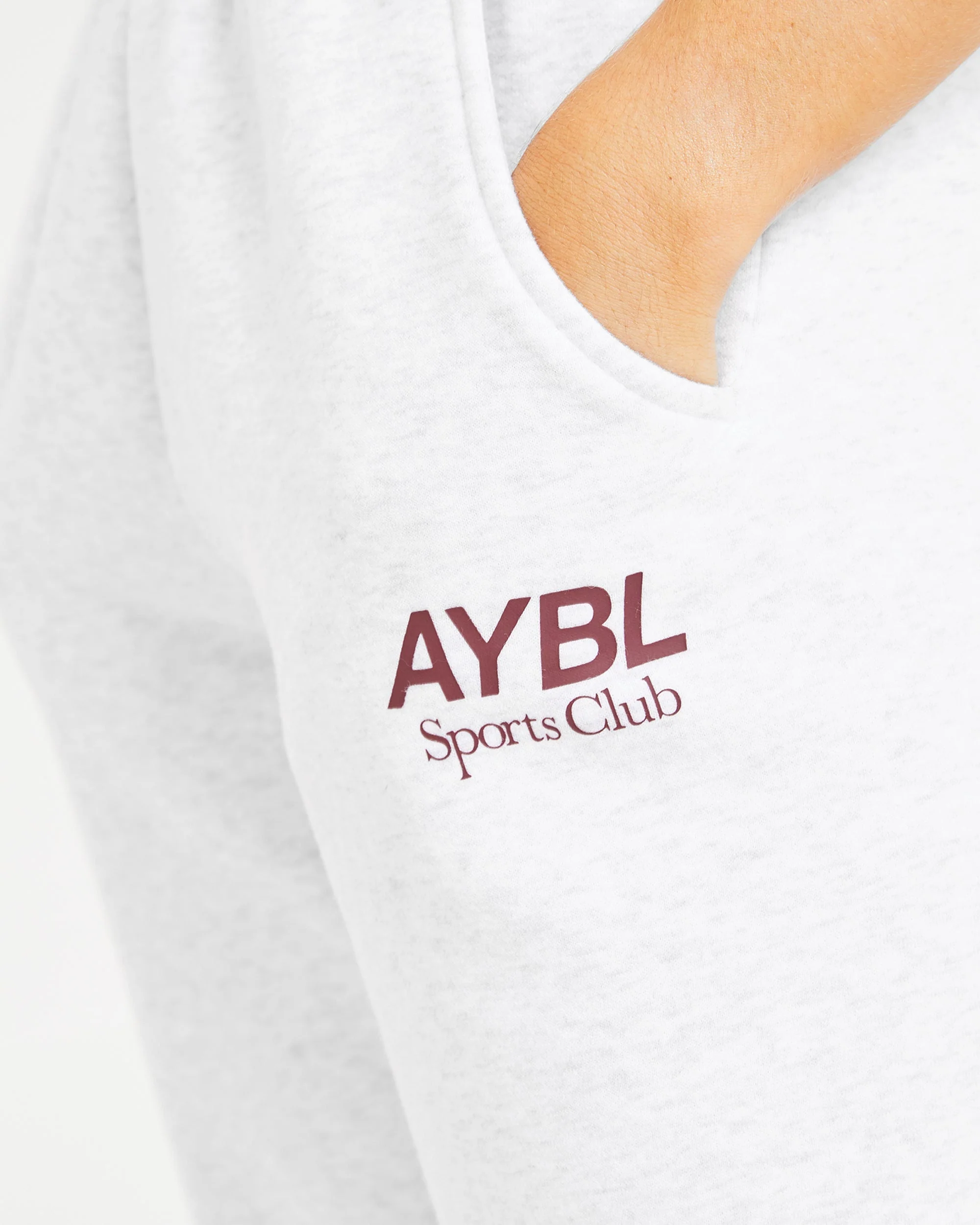 AYBL Sports Club Oversized Joggers - Grey Marl/Burgundy - Image 6