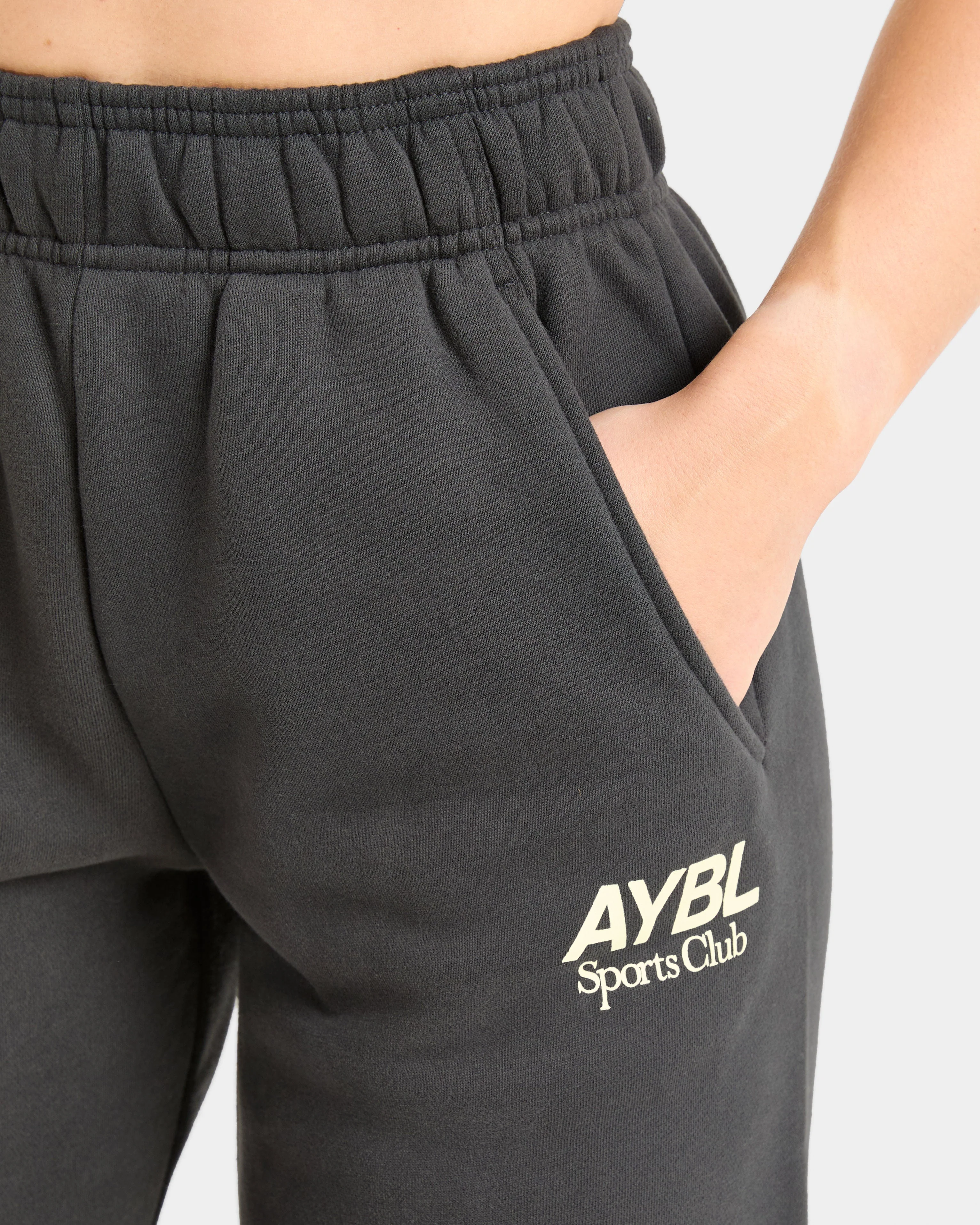 AYBL Sports Club Oversized Straight Leg Joggers - Charcoal/Yellow - Image 5