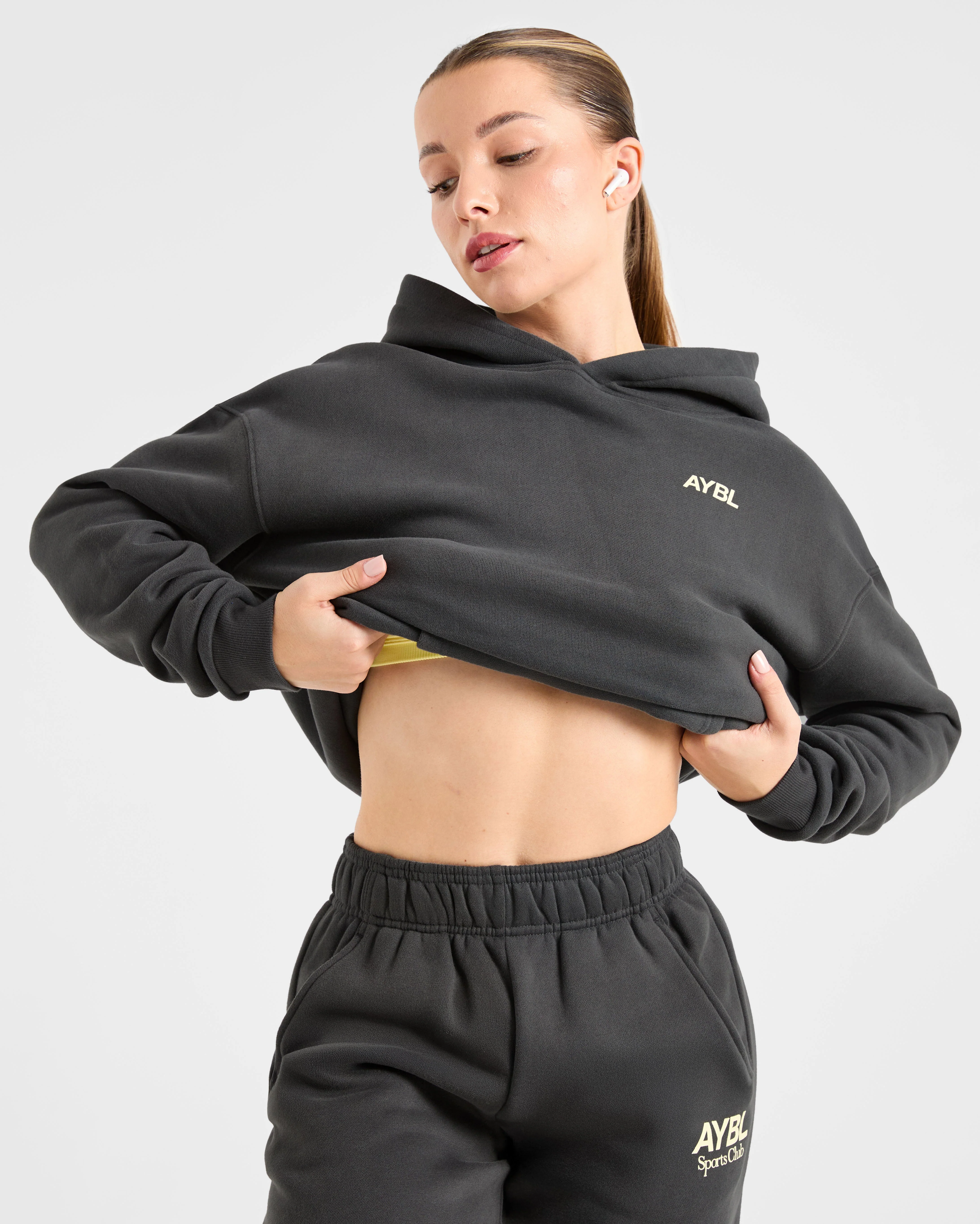 AYBL Sports Club Oversized Straight Leg Joggers - Charcoal/Yellow - Image 7