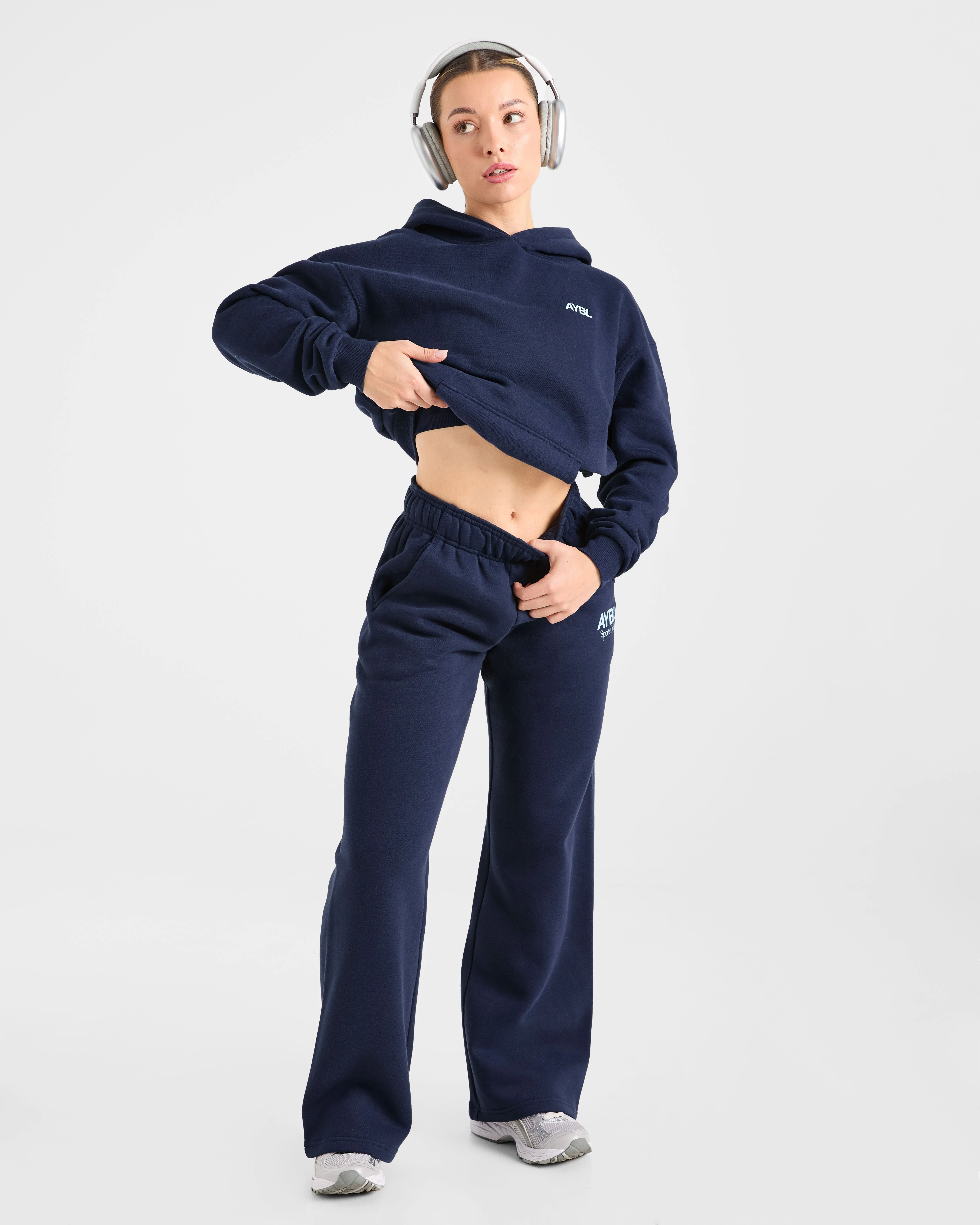 AYBL Sports Club Oversized Straight Leg Joggers - Navy/Blue - Image 7