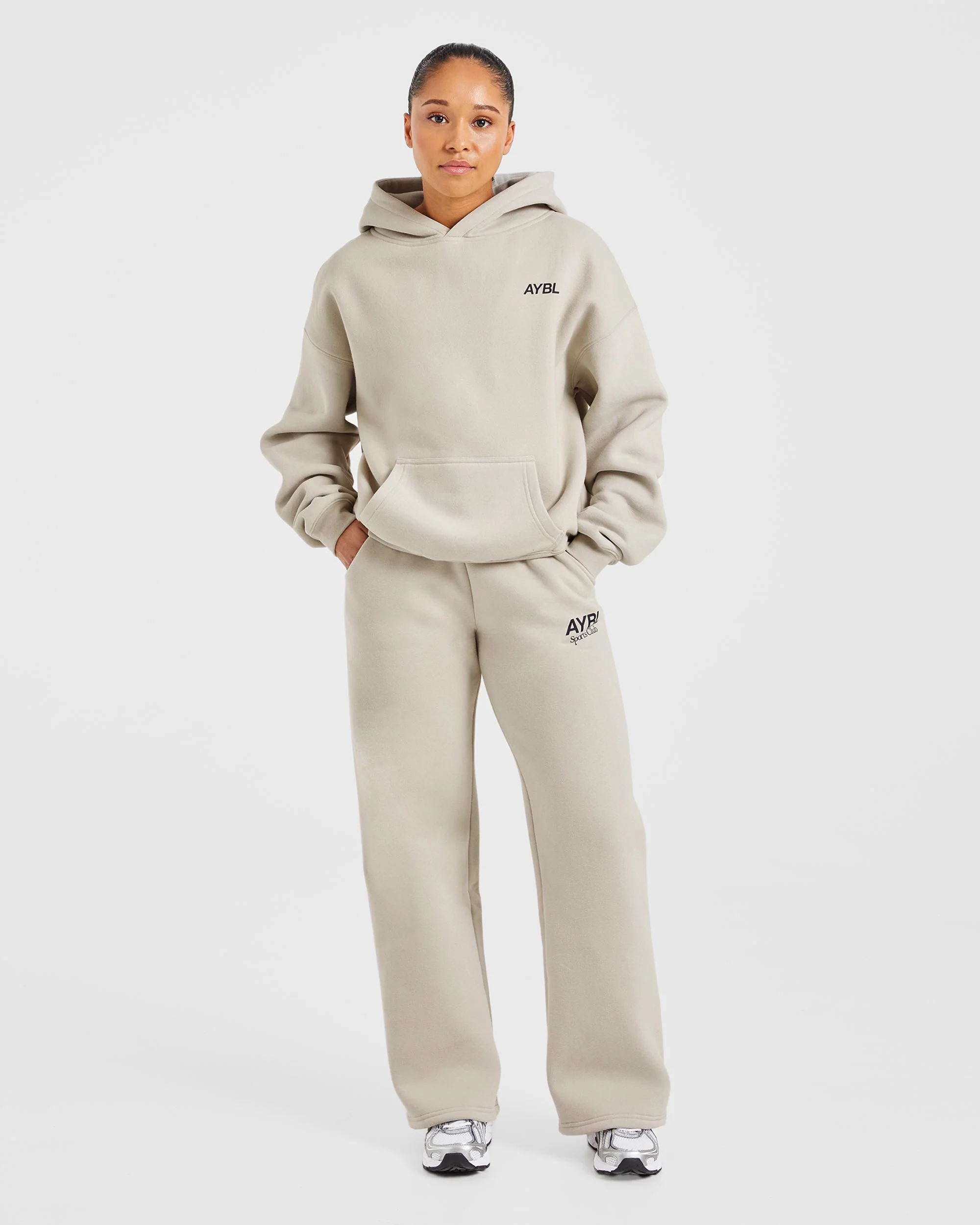 AYBL Sports Club Oversized Straight Leg Joggers - Sand/Navy - Image 3