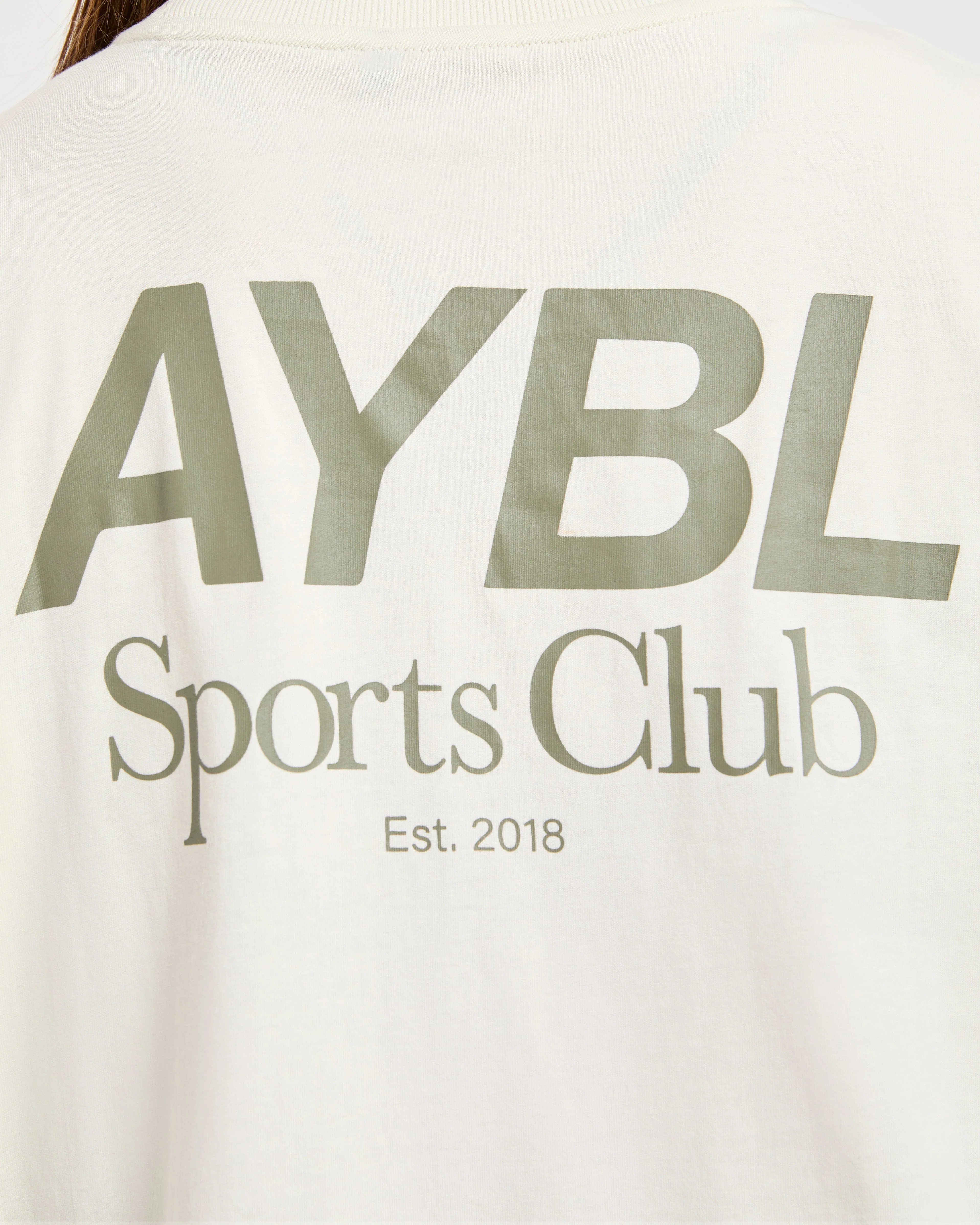 AYBL Sports Club Oversized T Shirt - Beige/Muted Olive - Image 6