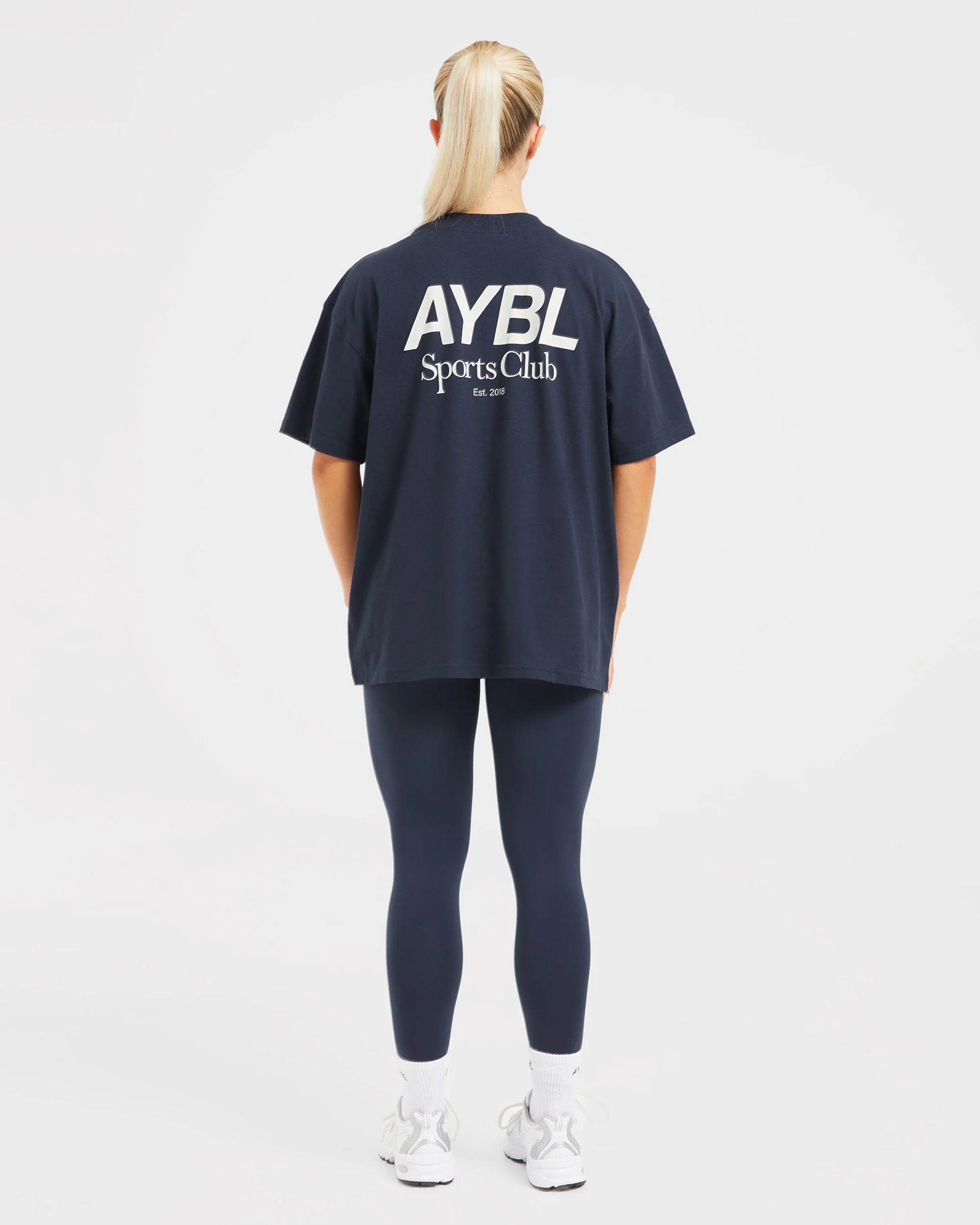 AYBL Sports Club Oversized T Shirt - Navy/Off White - Image 4