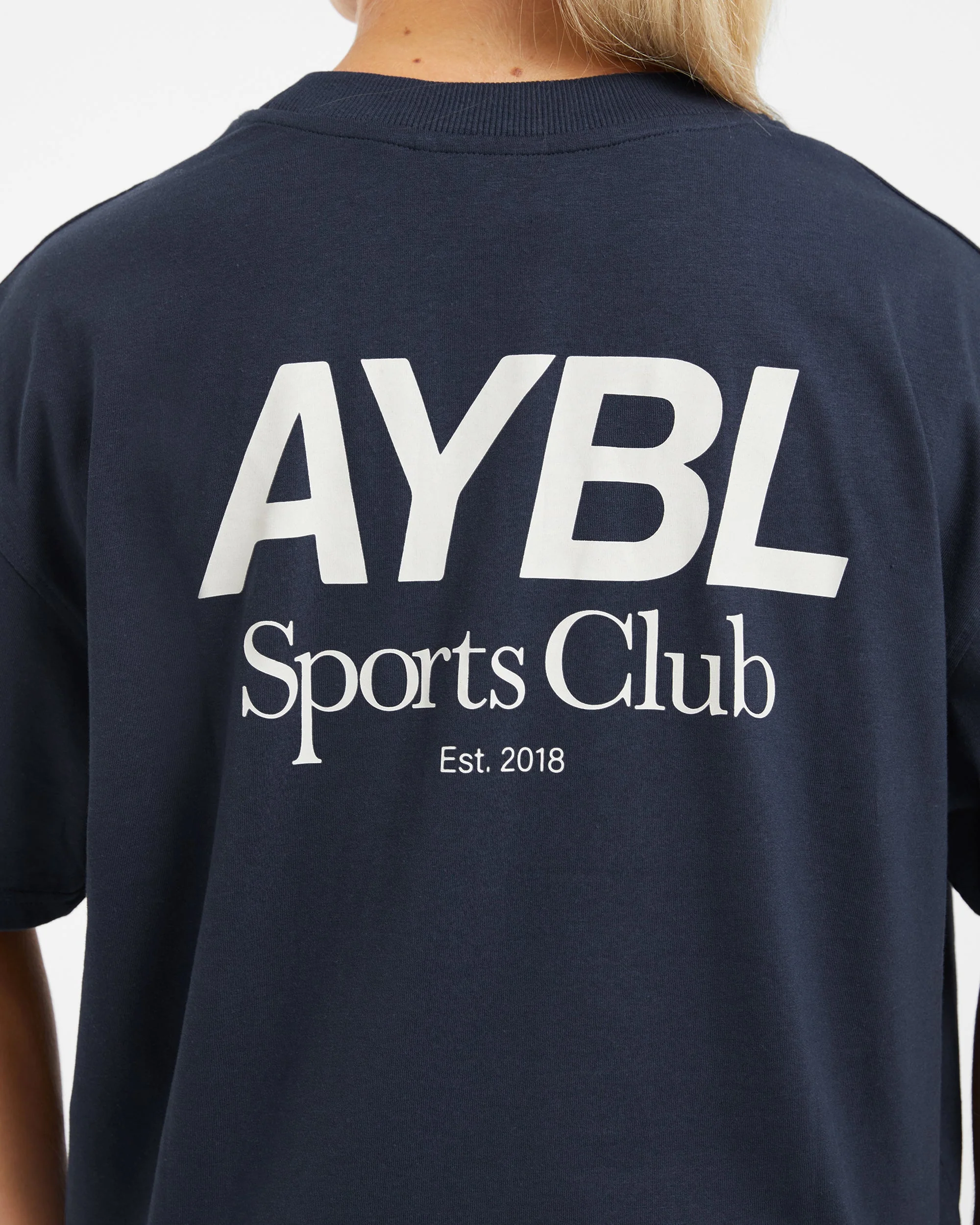 AYBL Sports Club Oversized T Shirt - Navy/Off White - Image 6