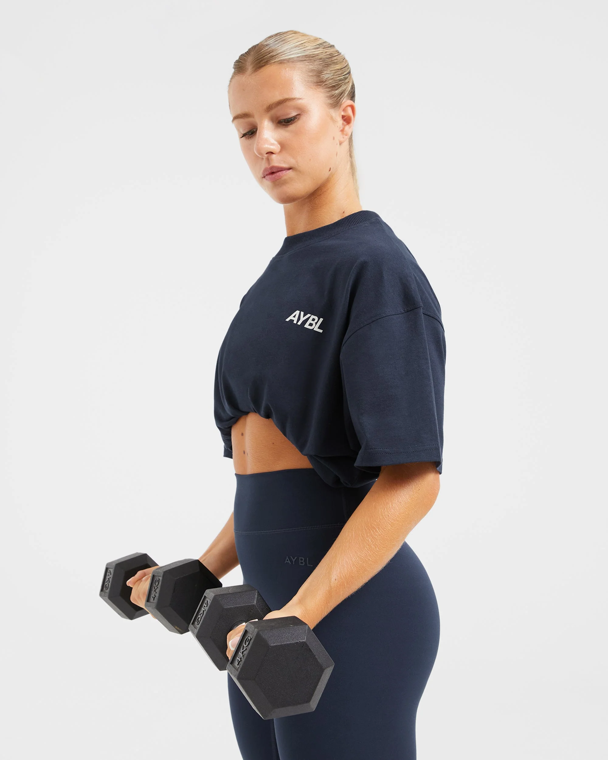 AYBL Sports Club Oversized T Shirt - Navy/Off White - Image 8