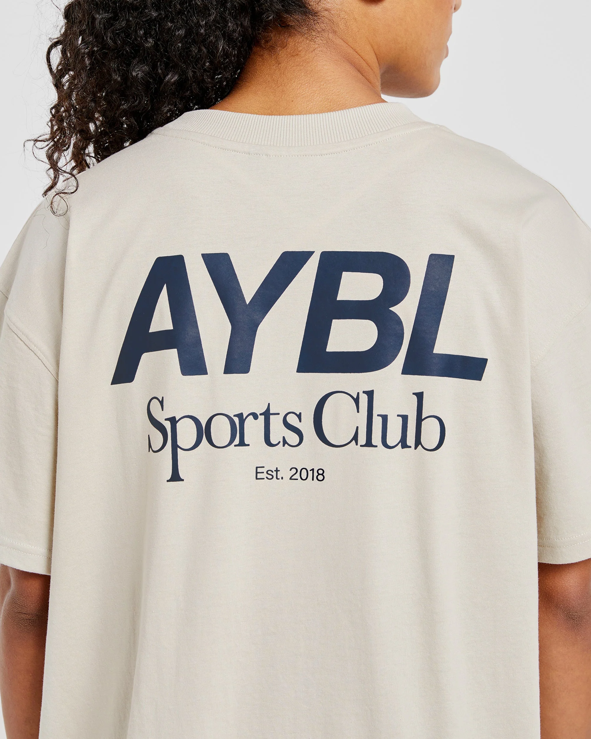 AYBL Sports Club Oversized T Shirt - Sand/Navy - Image 5