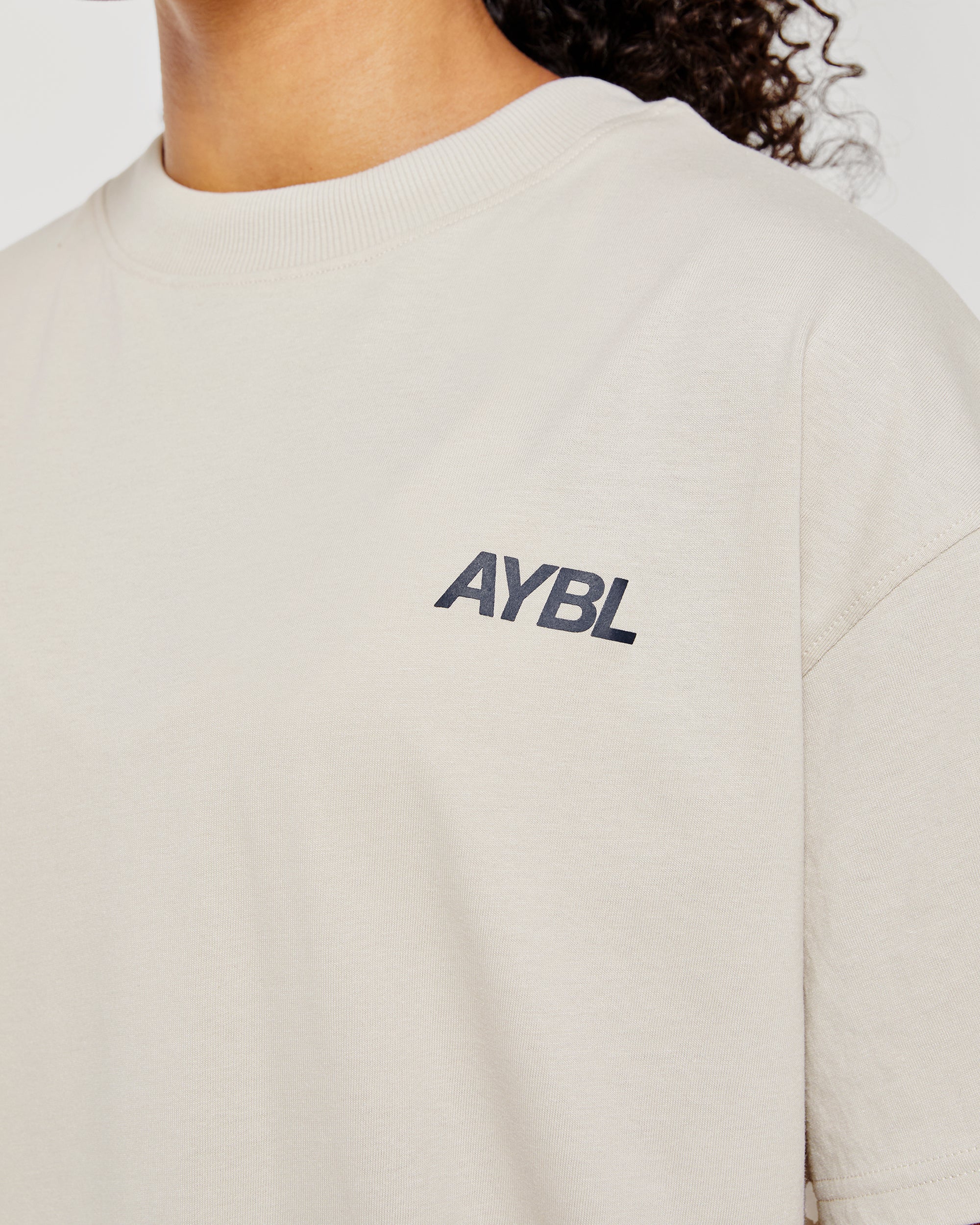 AYBL Sports Club Oversized T Shirt - Sand/Navy - Image 6