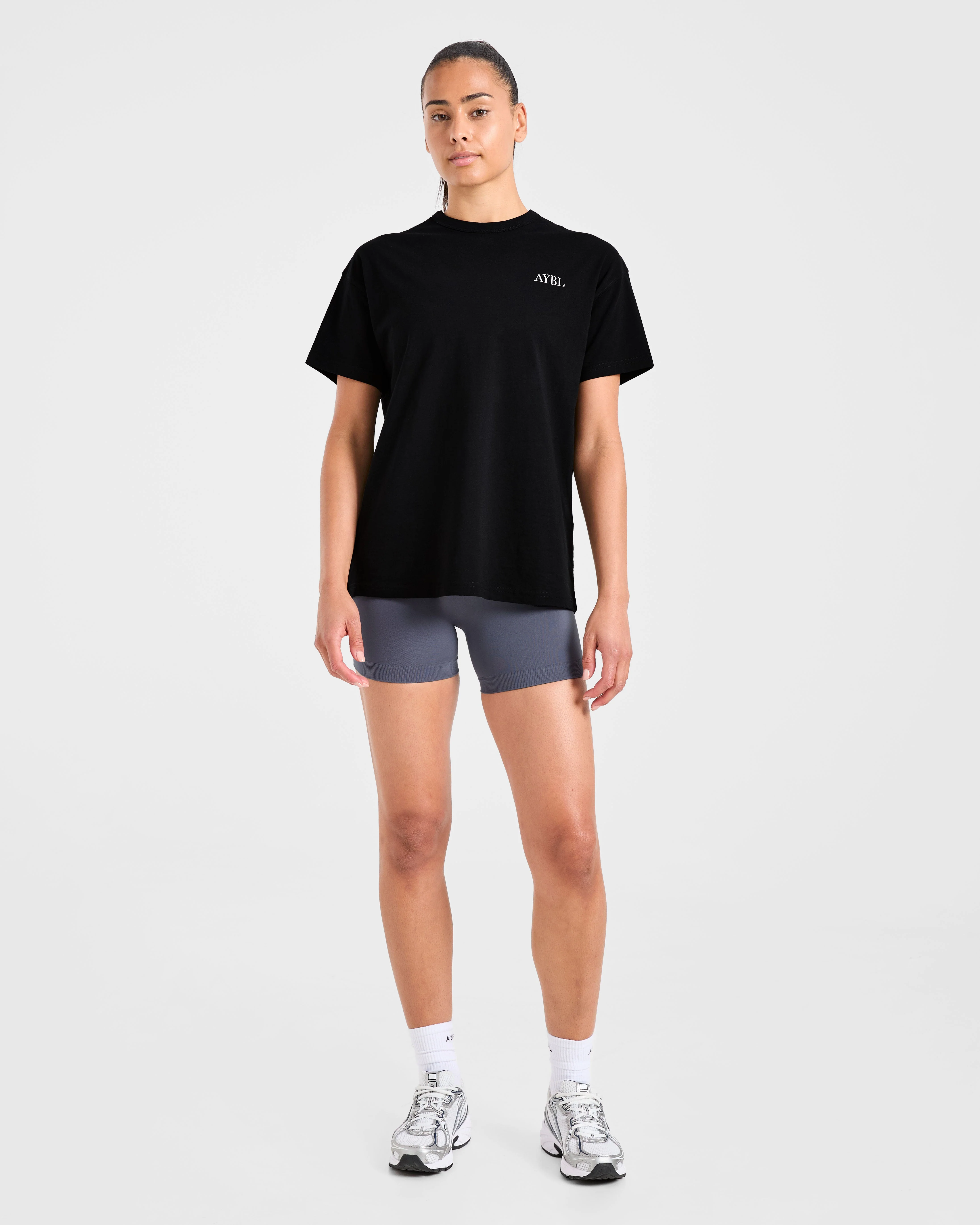 AYBL Sports Club Script Oversized T Shirt - Black - Image 3