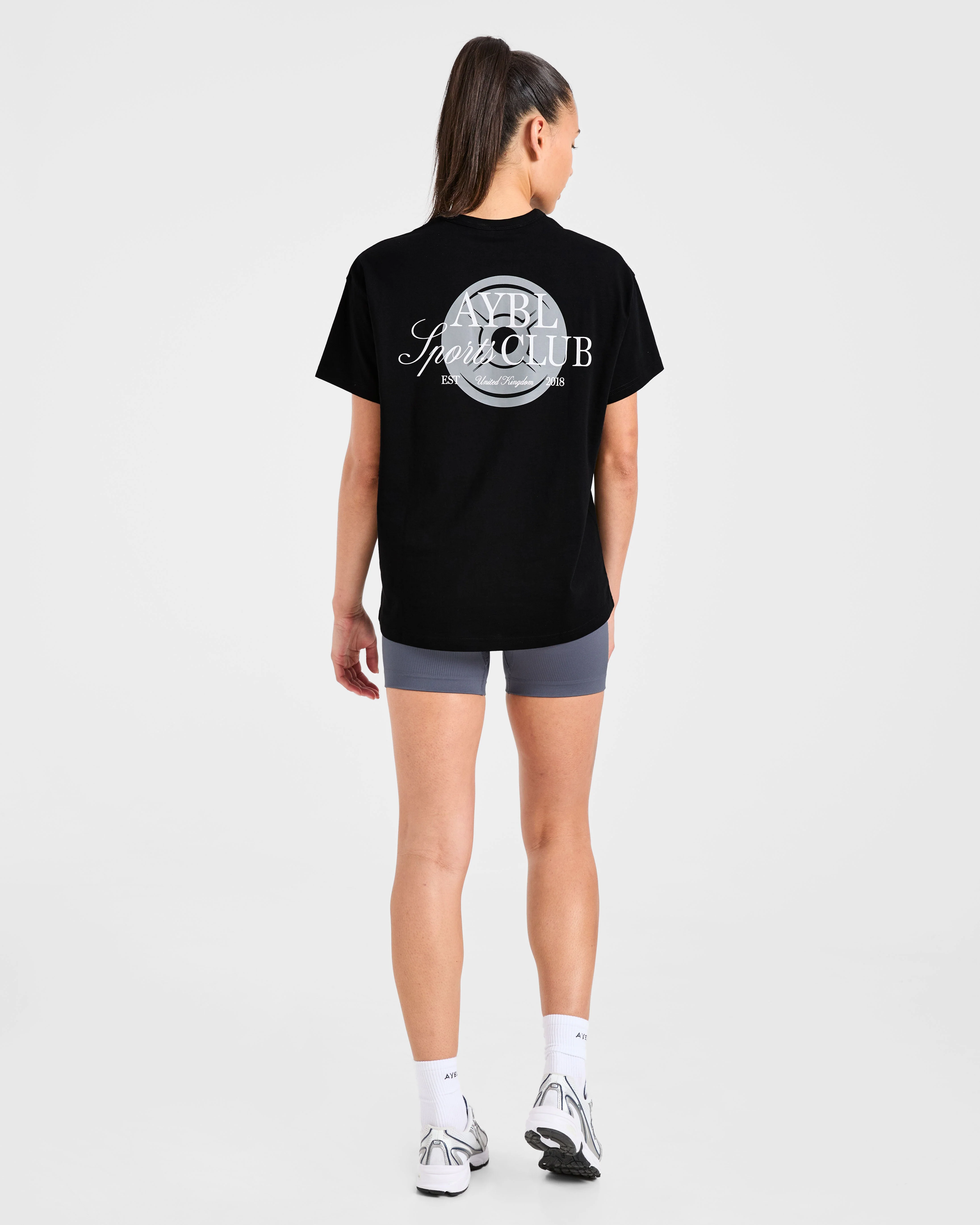 AYBL Sports Club Script Oversized T Shirt - Black - Image 4