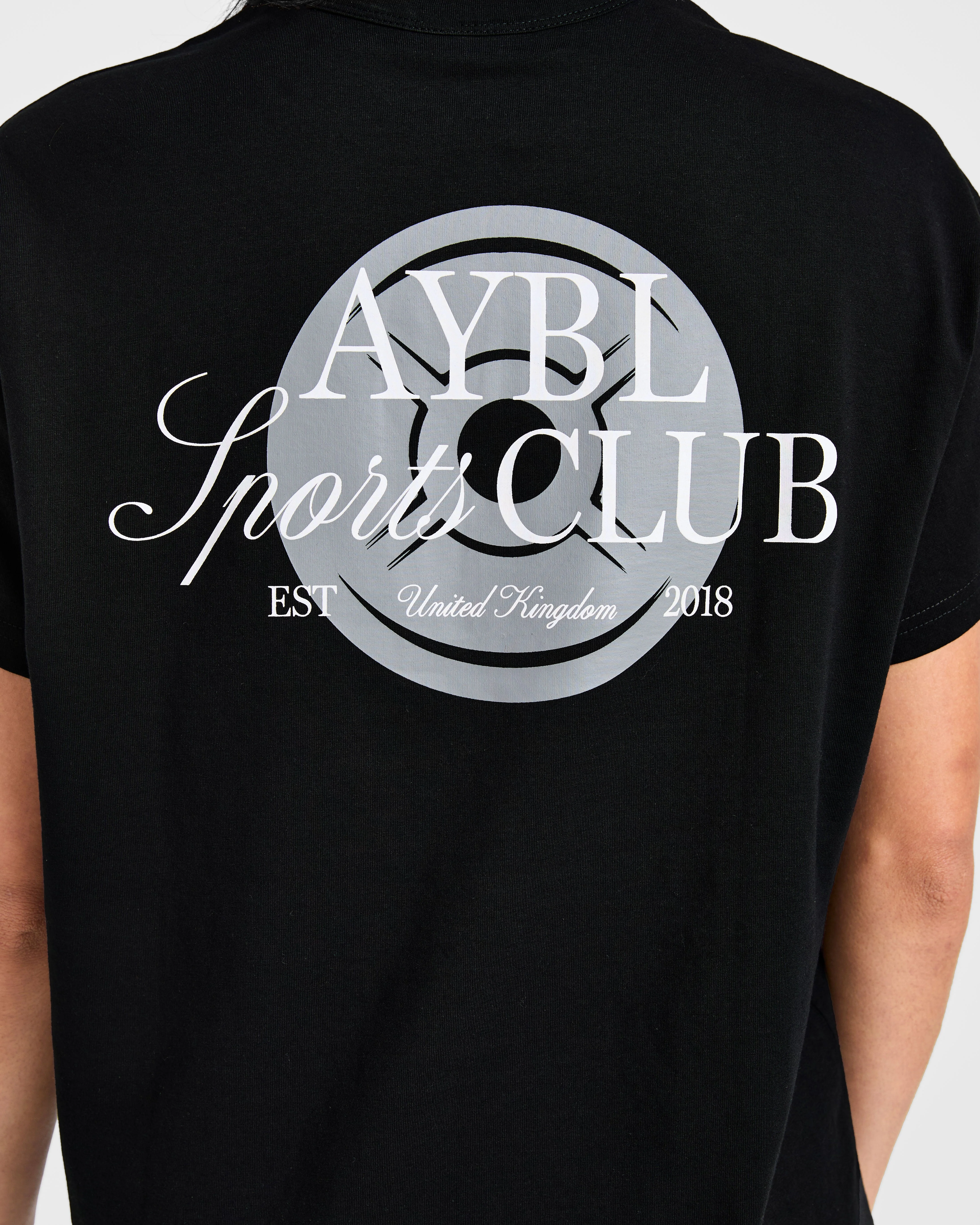 AYBL Sports Club Script Oversized T Shirt - Black - Image 5