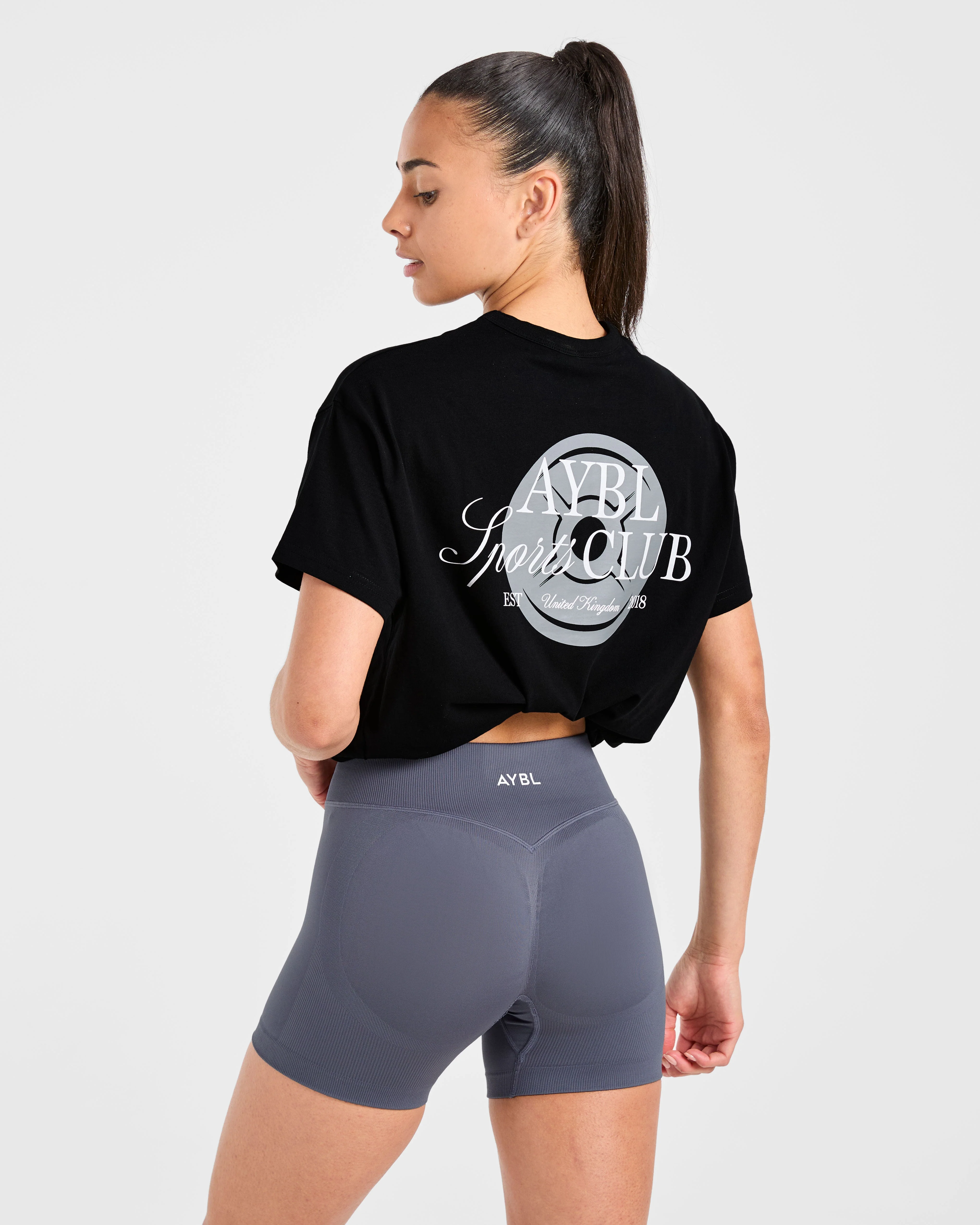 AYBL Sports Club Script Oversized T Shirt - Black - Image 8