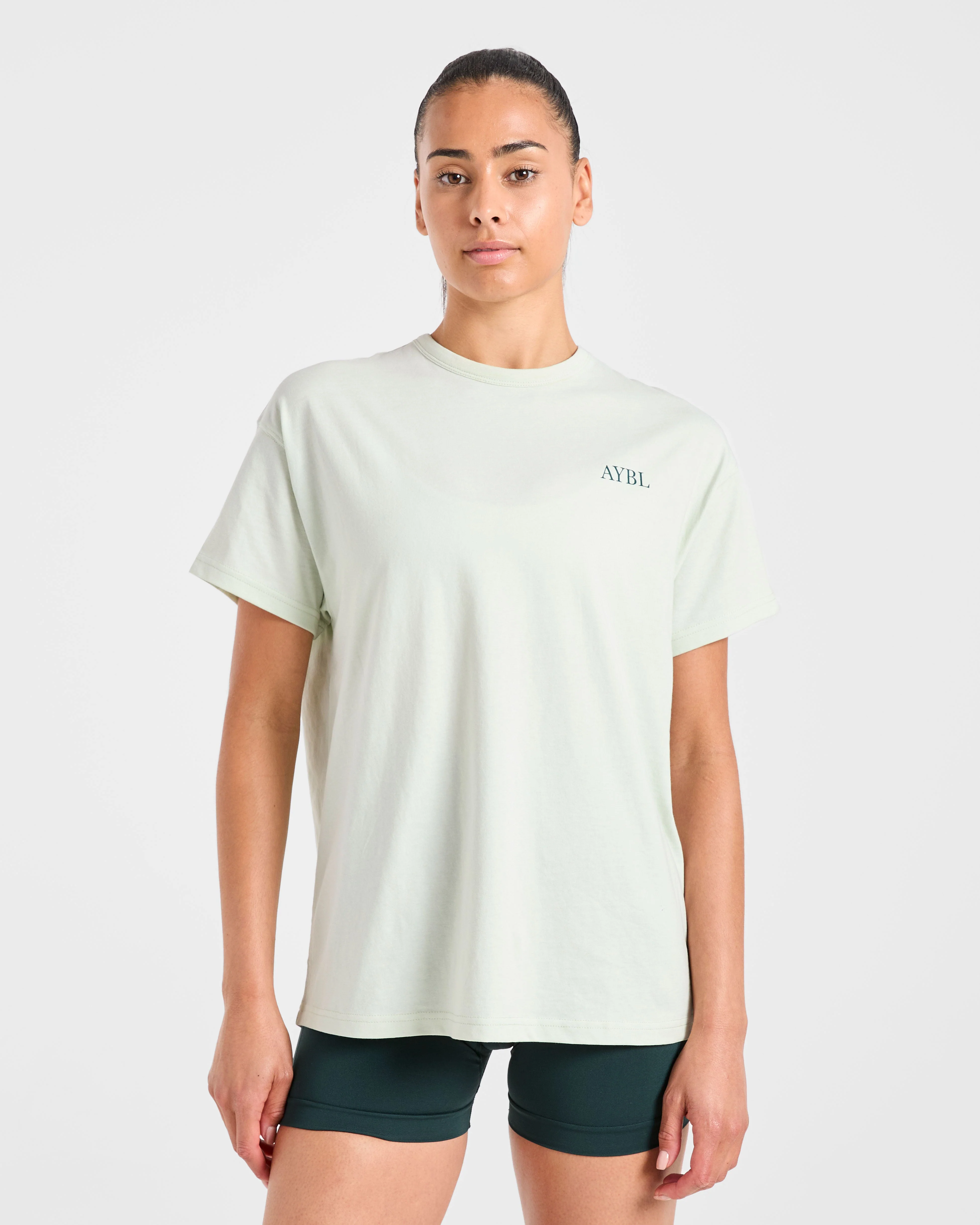 AYBL Sports Club Script Oversized T Shirt - Green - Image 2