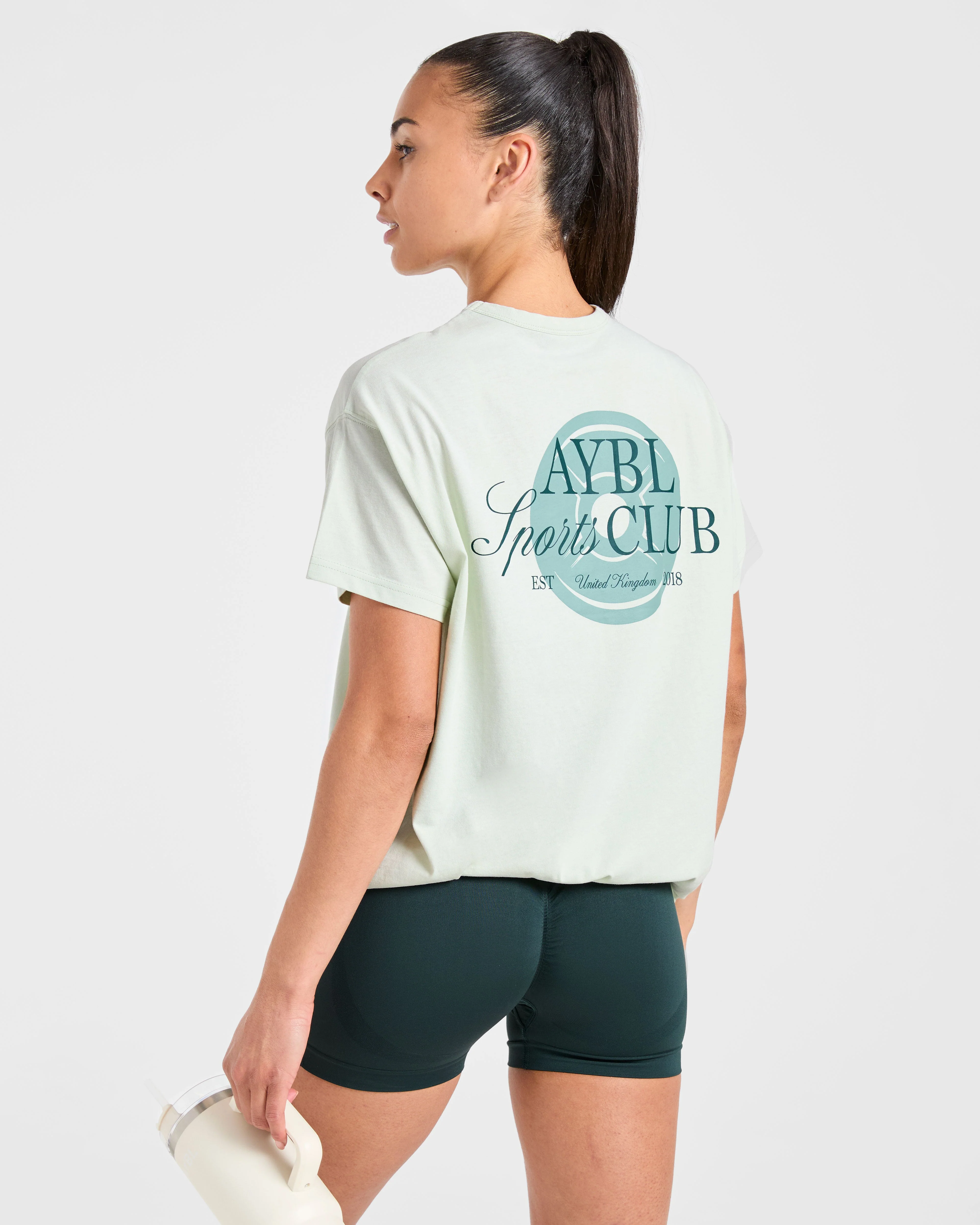 AYBL Sports Club Script Oversized T Shirt - Green - Image 8