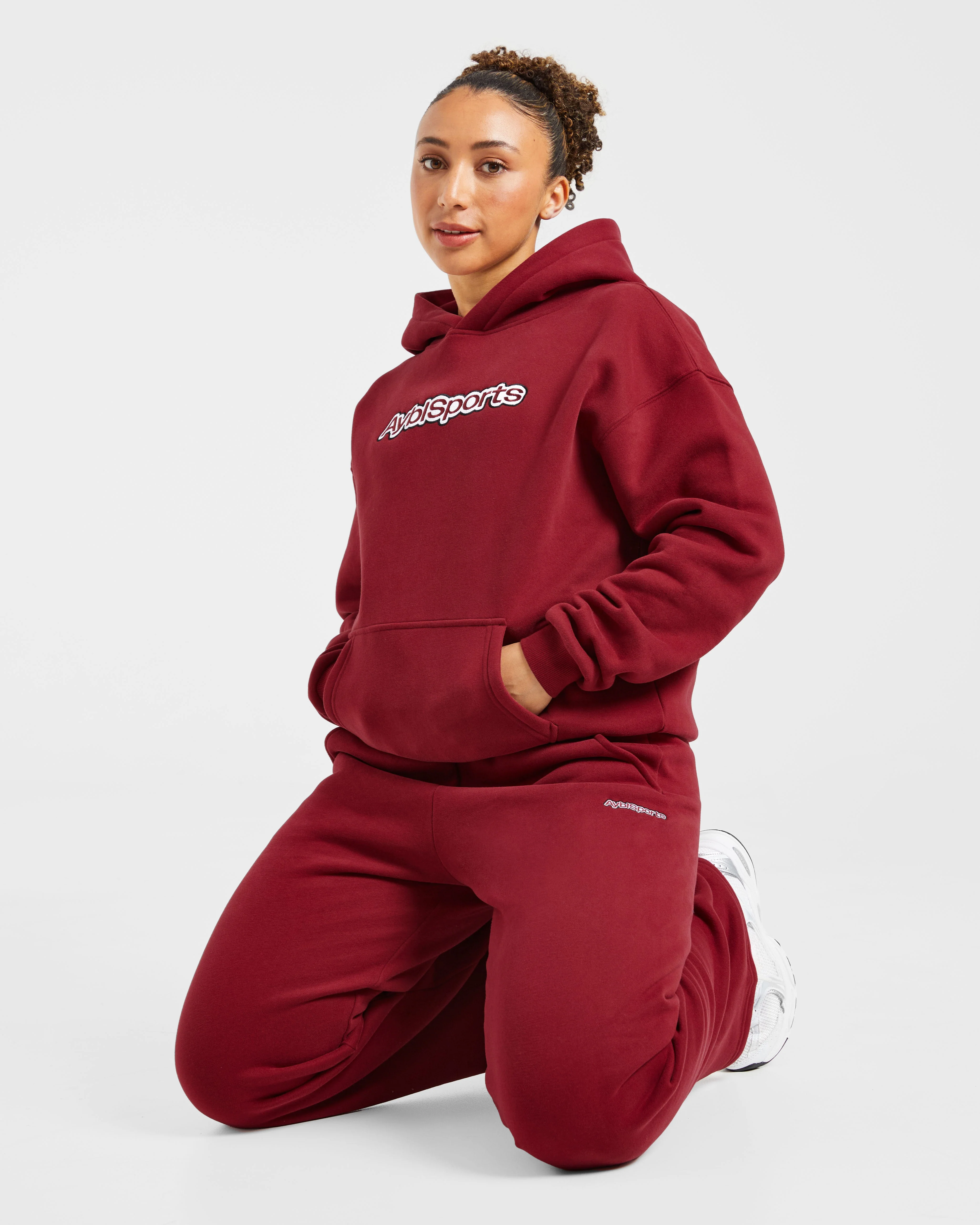 AYBL Sports Outline Oversized Hoodie - Burgundy - Image 7