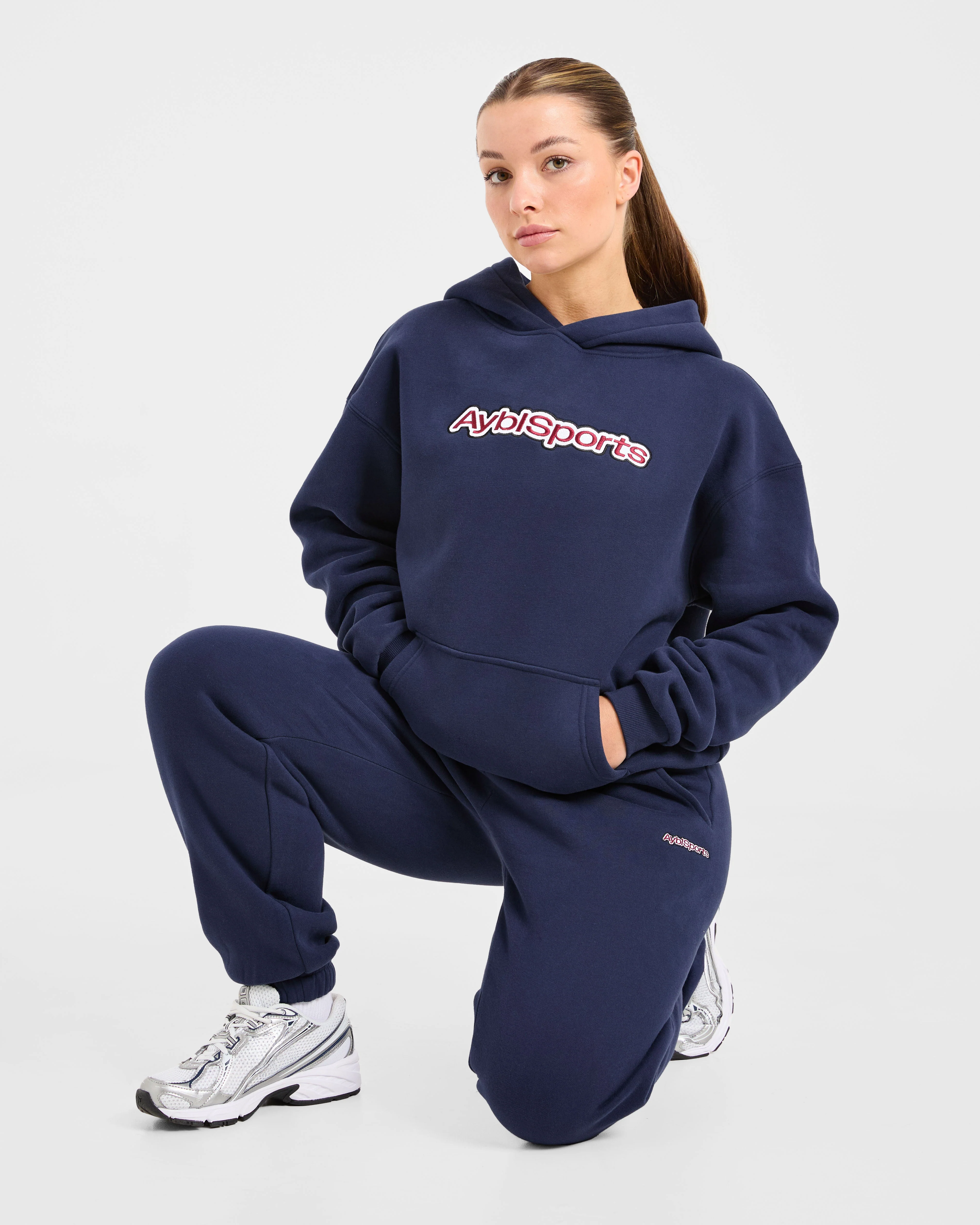 AYBL Sports Outline Oversized Hoodie - Navy - Image 7