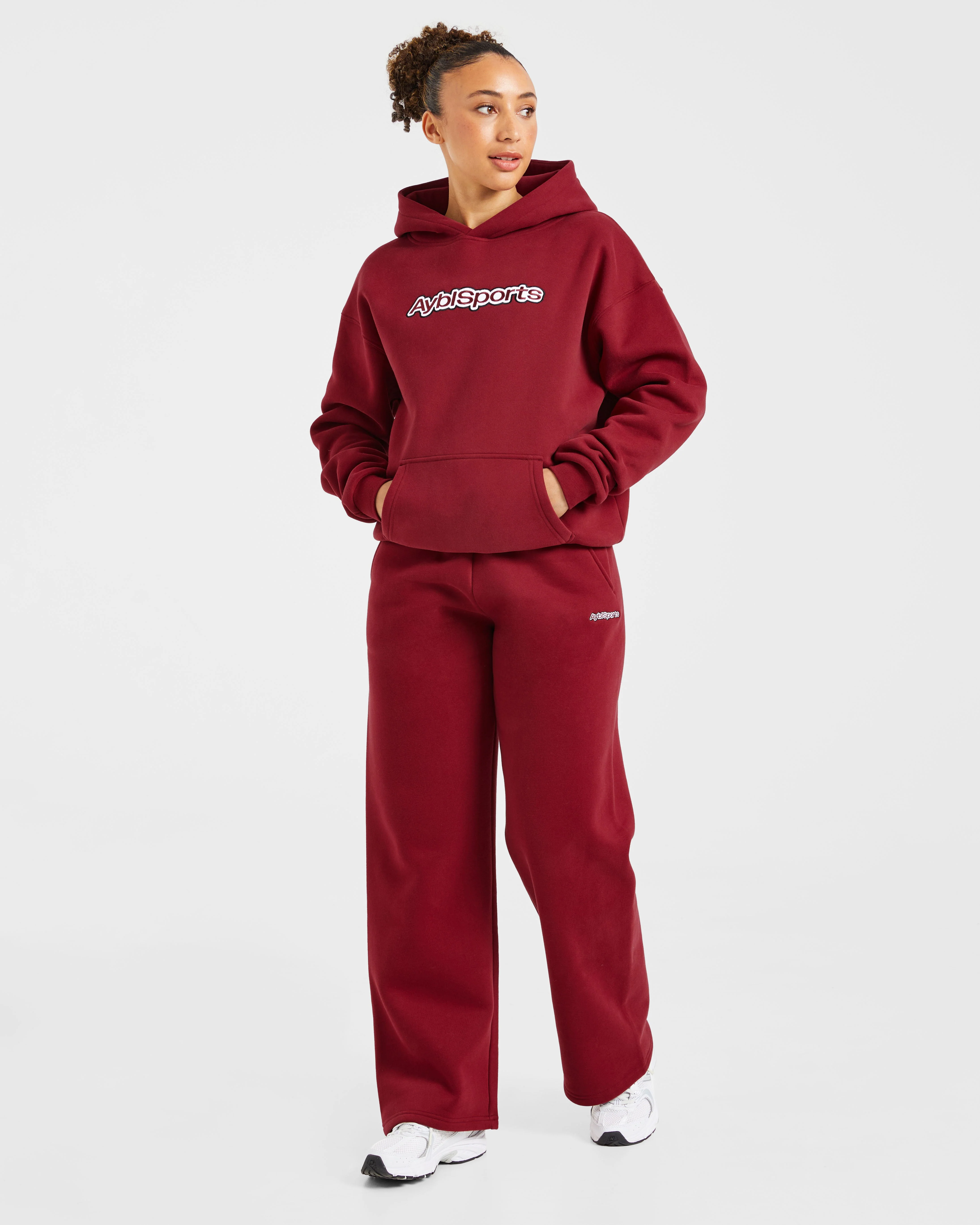 AYBL Sports Outline Oversized Straight Leg Joggers - Burgundy - Image 3