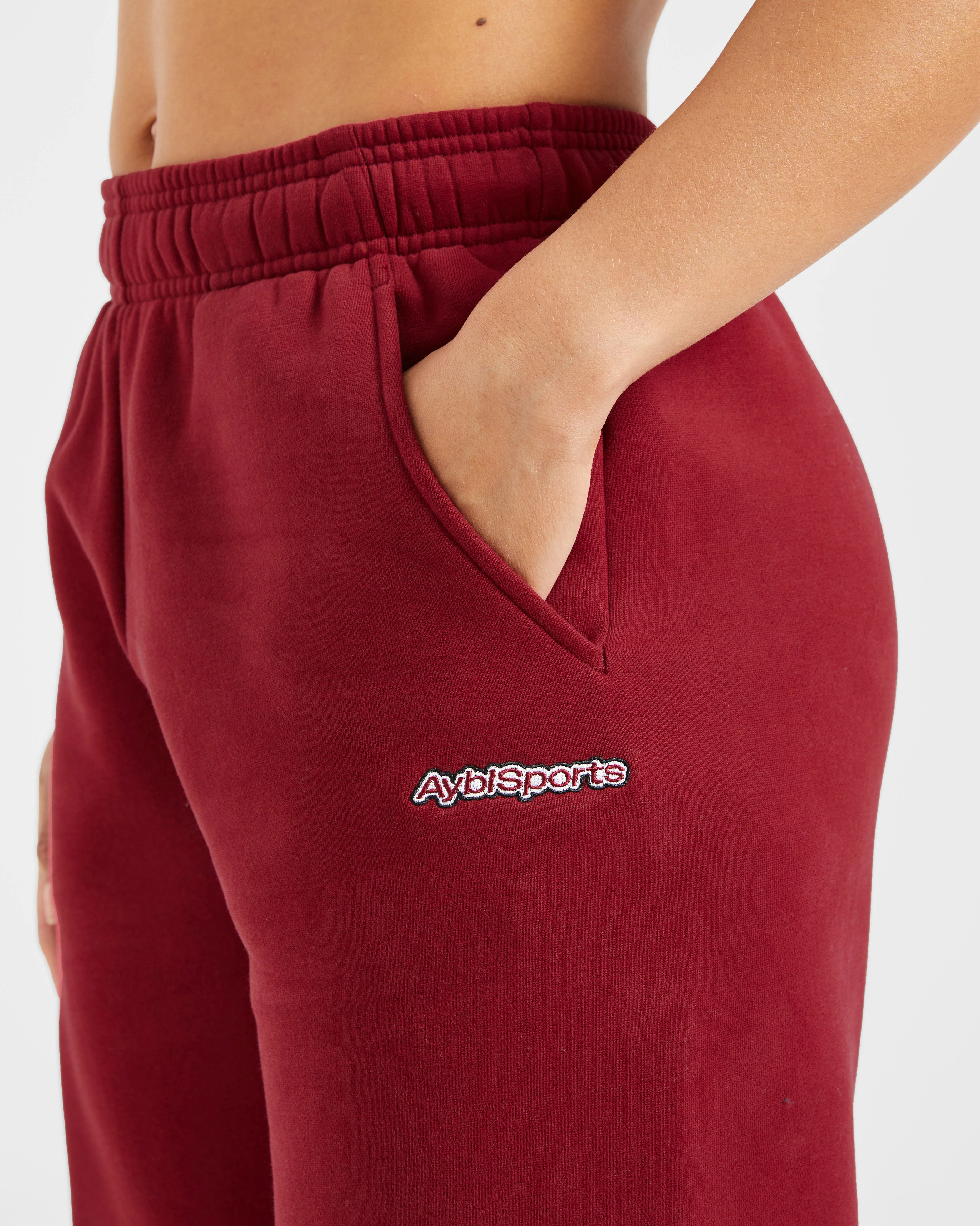 AYBL Sports Outline Oversized Straight Leg Joggers - Burgundy - Image 5
