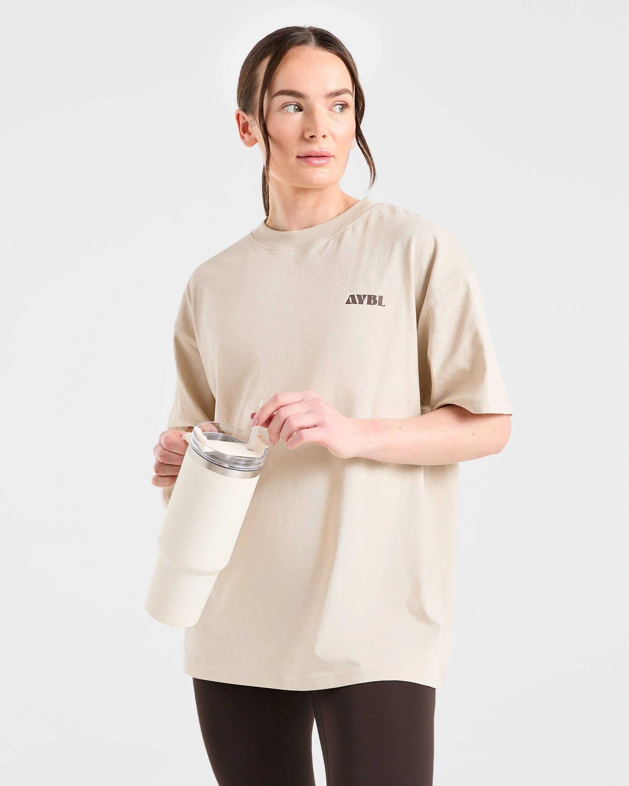 AYBL Sports Studio Oversized T Shirt - Beige - Image 7
