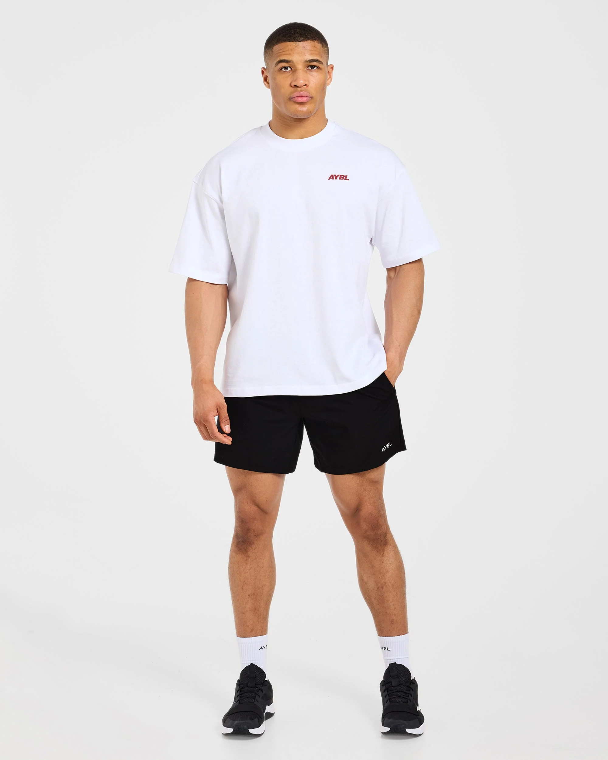 AYBL Sportswear 18 Oversized T Shirt - White/Red - Image 3