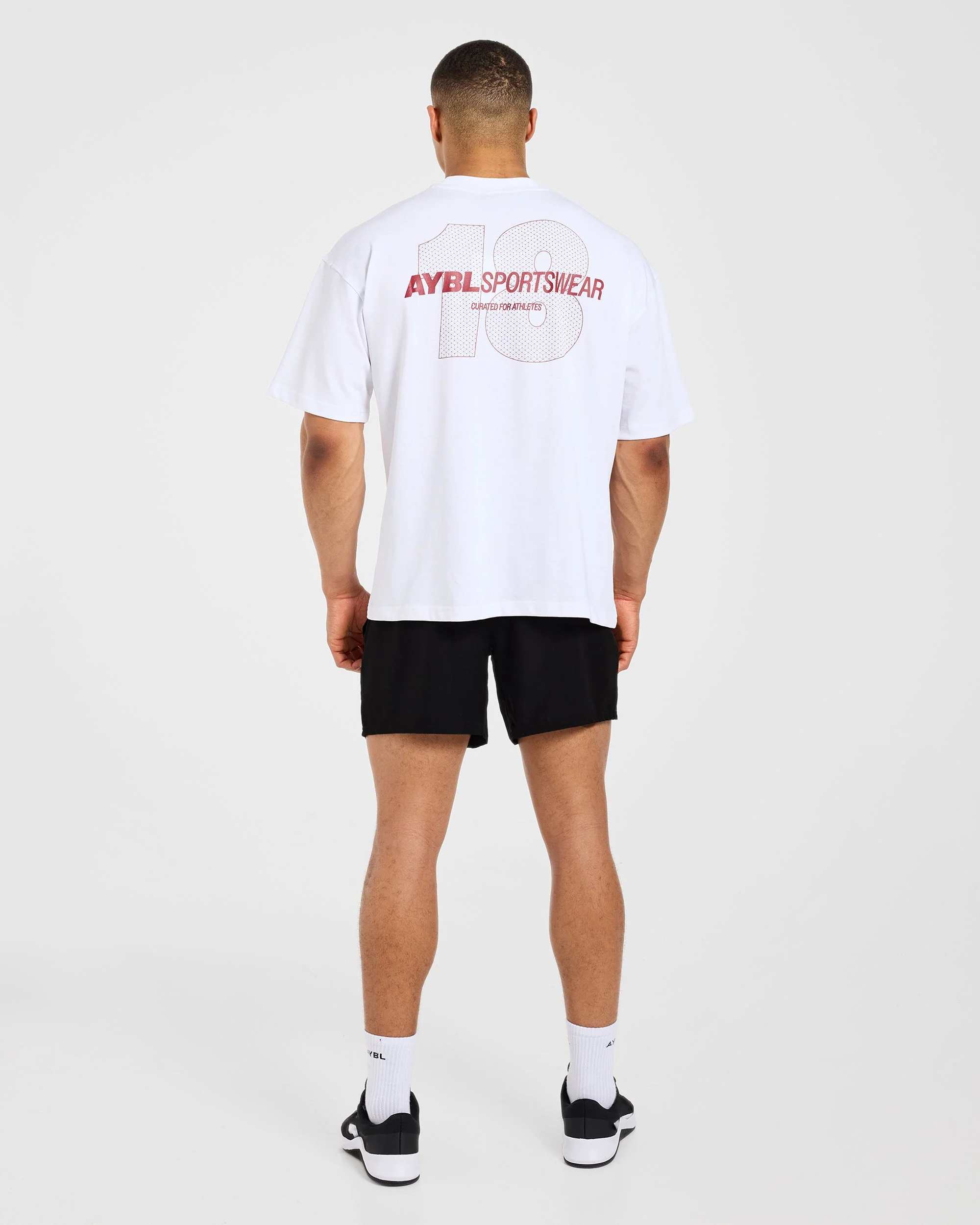 AYBL Sportswear 18 Oversized T Shirt - White/Red - Image 4