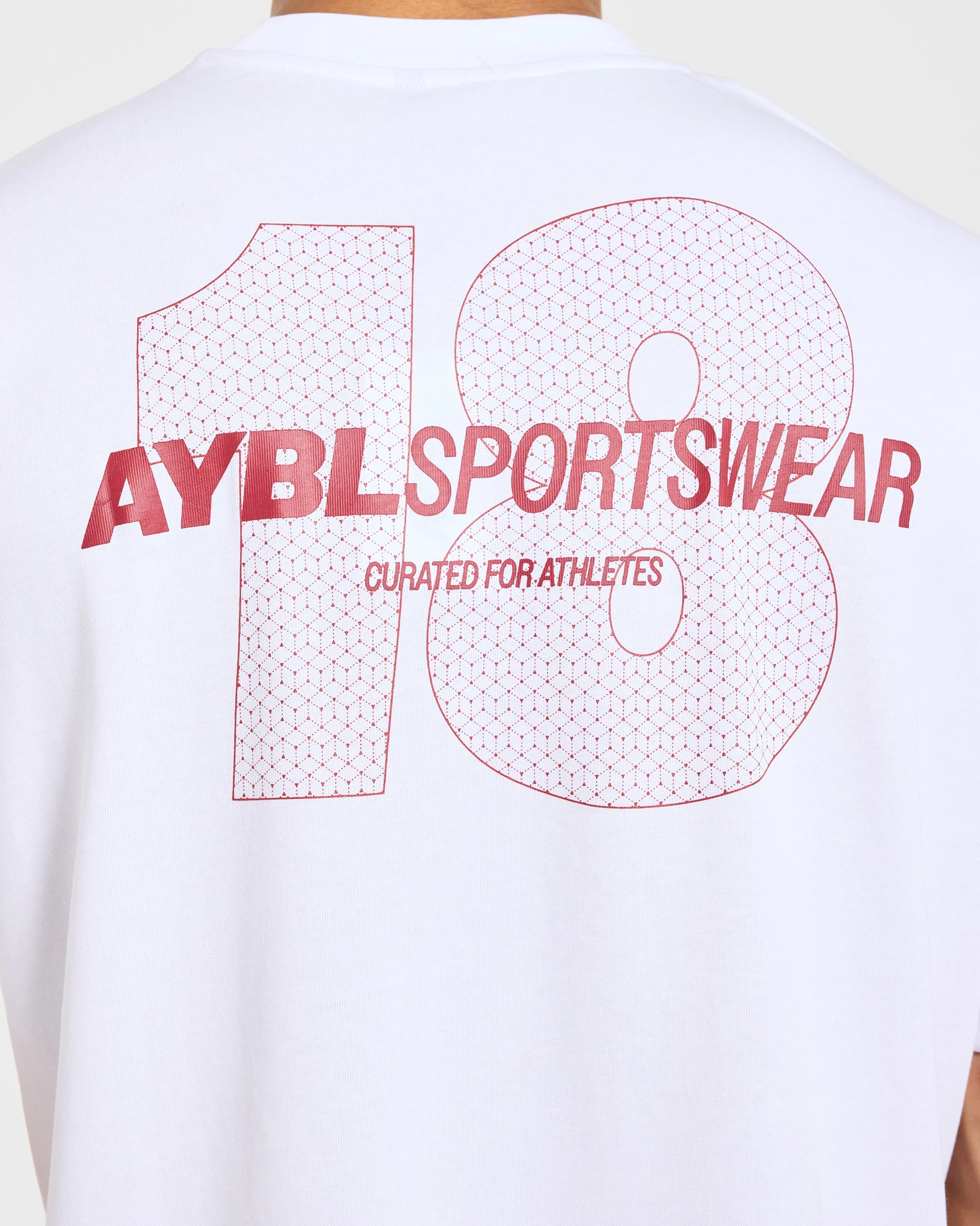 AYBL Sportswear 18 Oversized T Shirt - White/Red - Image 5