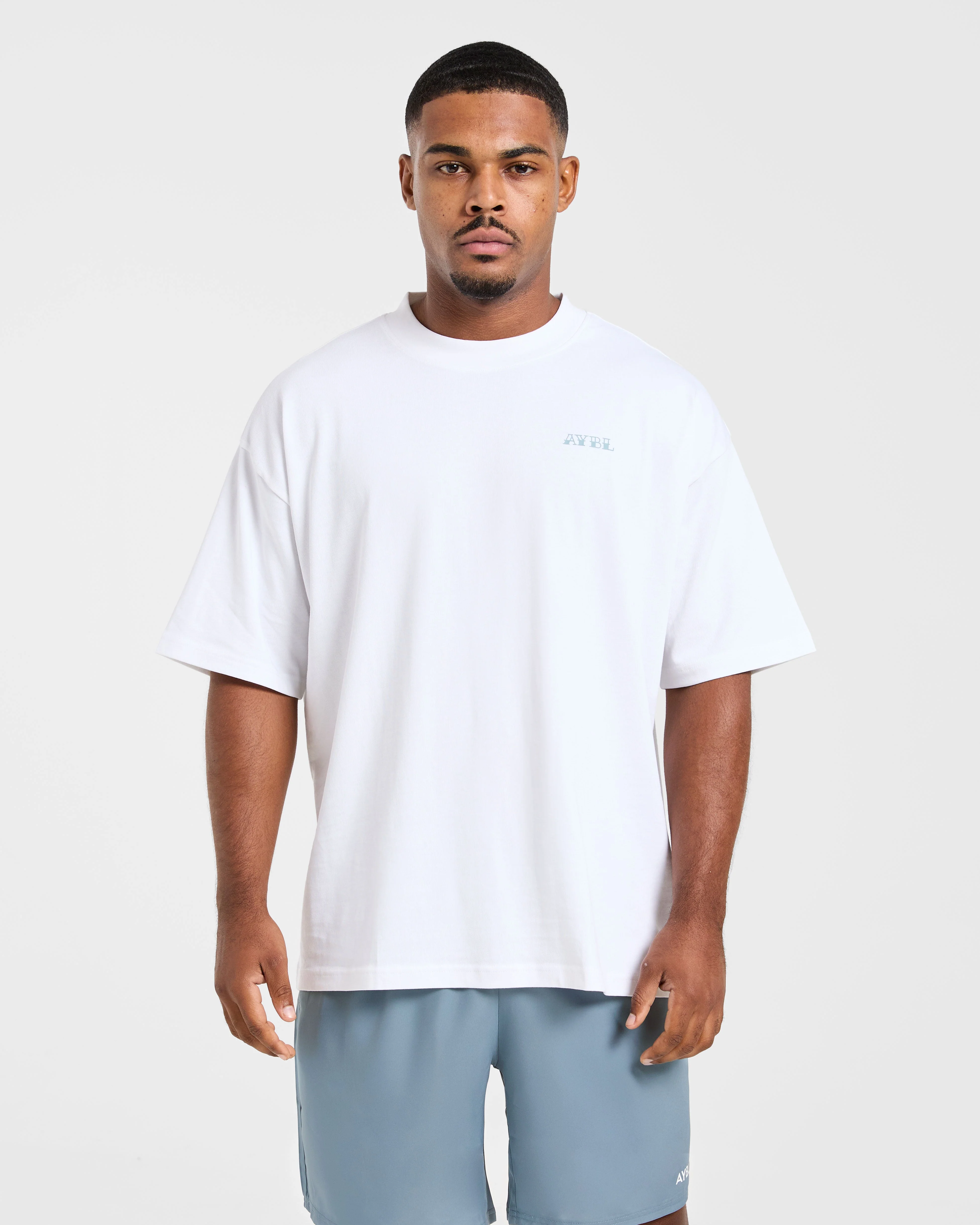 AYBL Strength Club Oversized T Shirt - White/Blue - Image 2