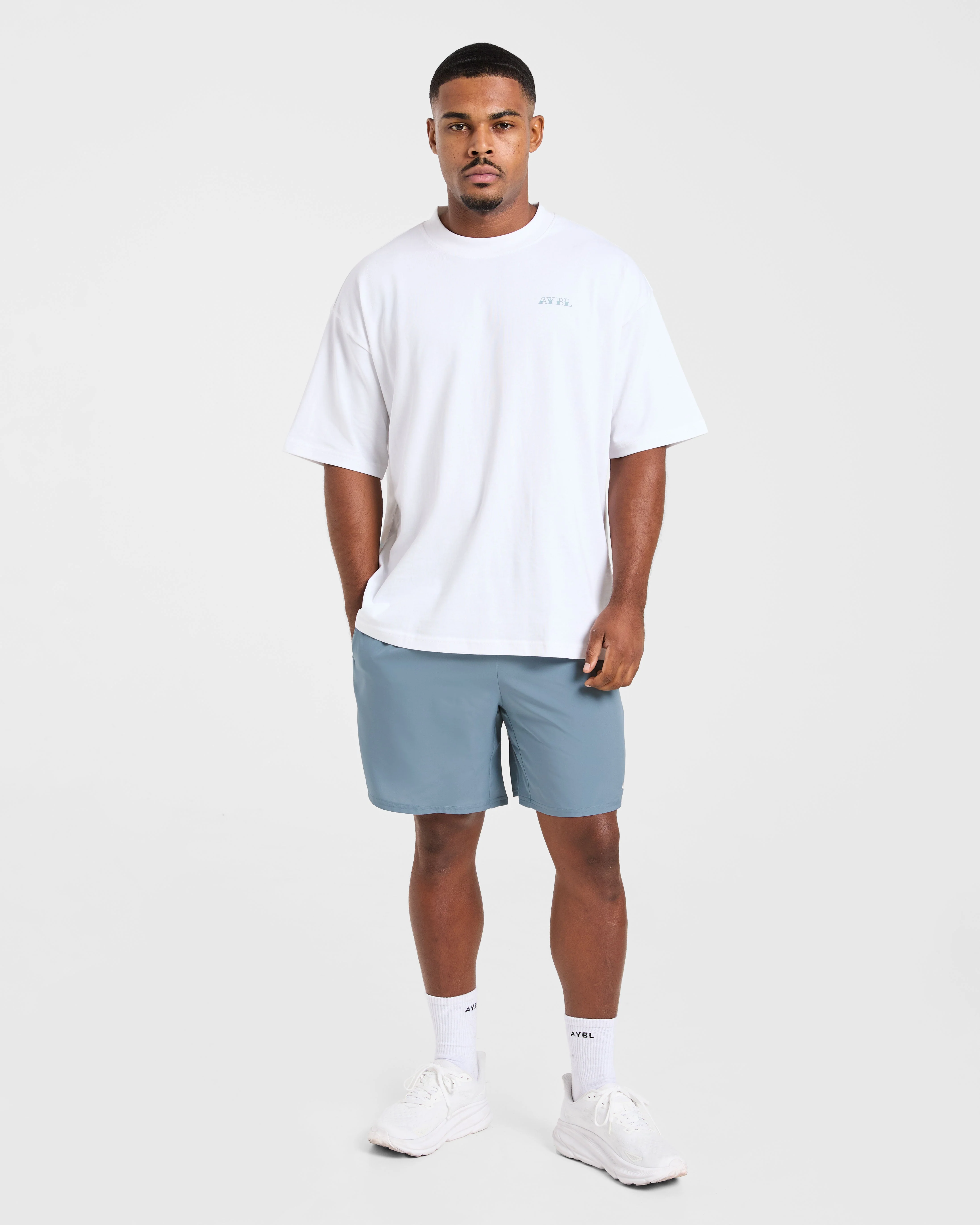 AYBL Strength Club Oversized T Shirt - White/Blue - Image 3