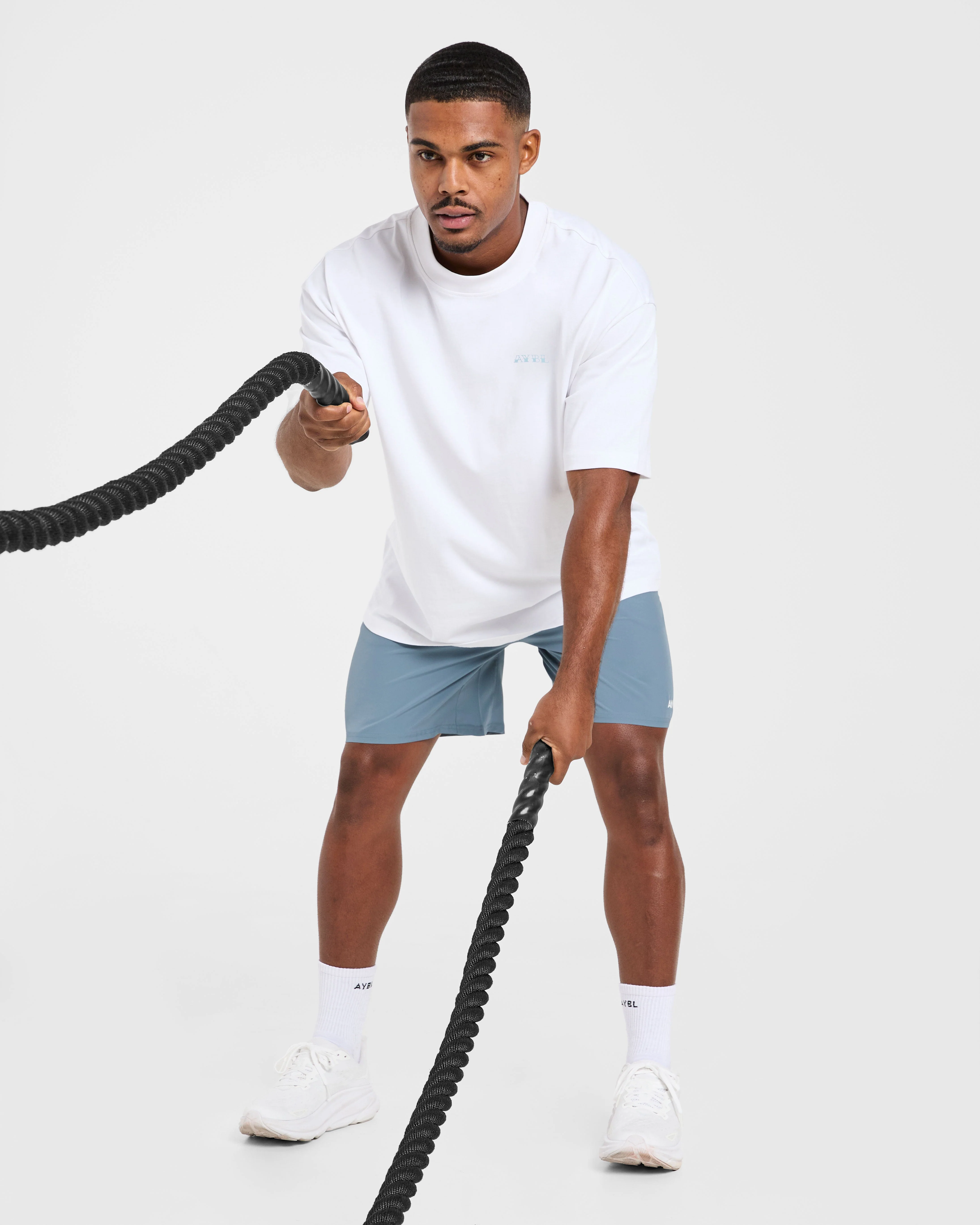 AYBL Strength Club Oversized T Shirt - White/Blue - Image 7