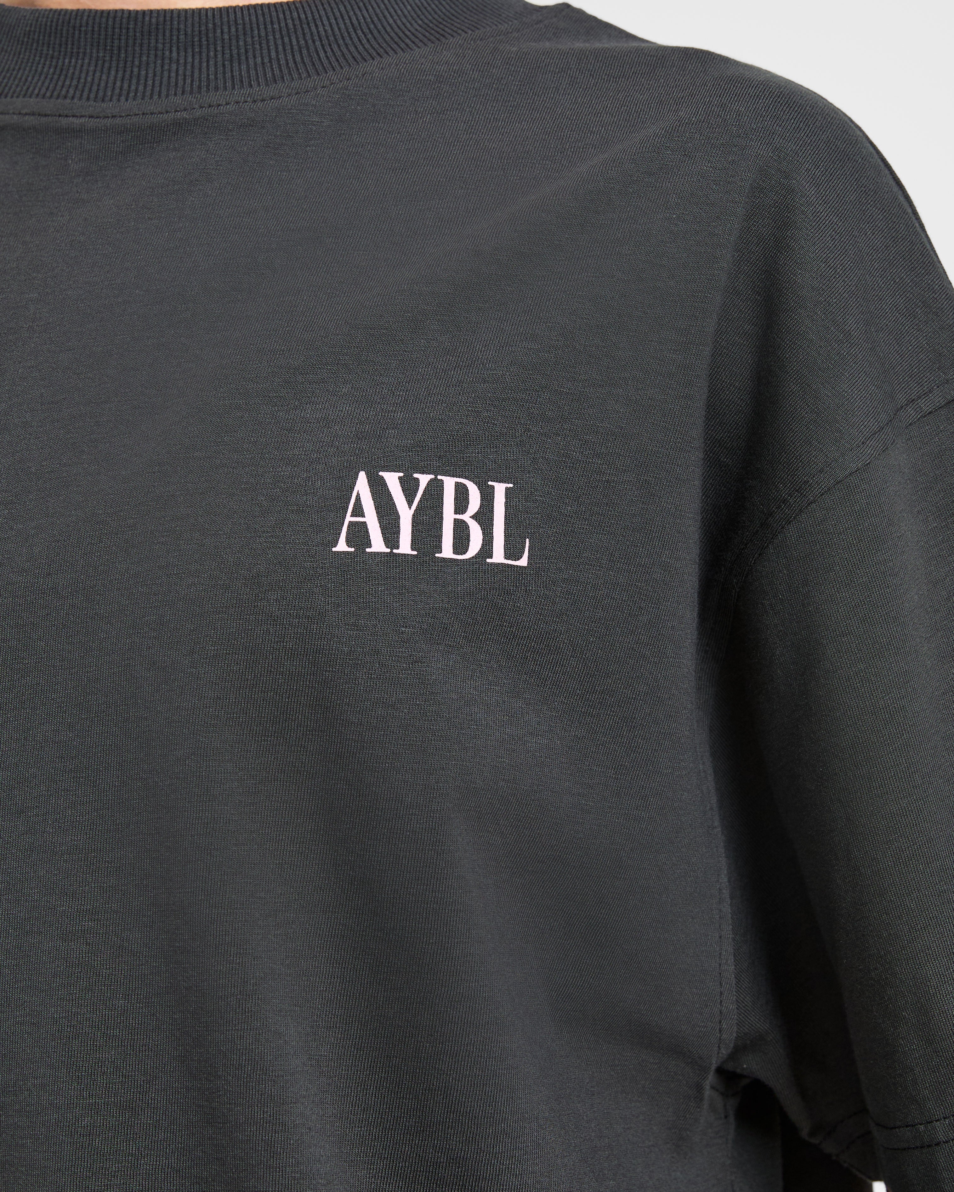 AYBL Strength Studio Oversized T Shirt - Charcoal/Pink - Image 5
