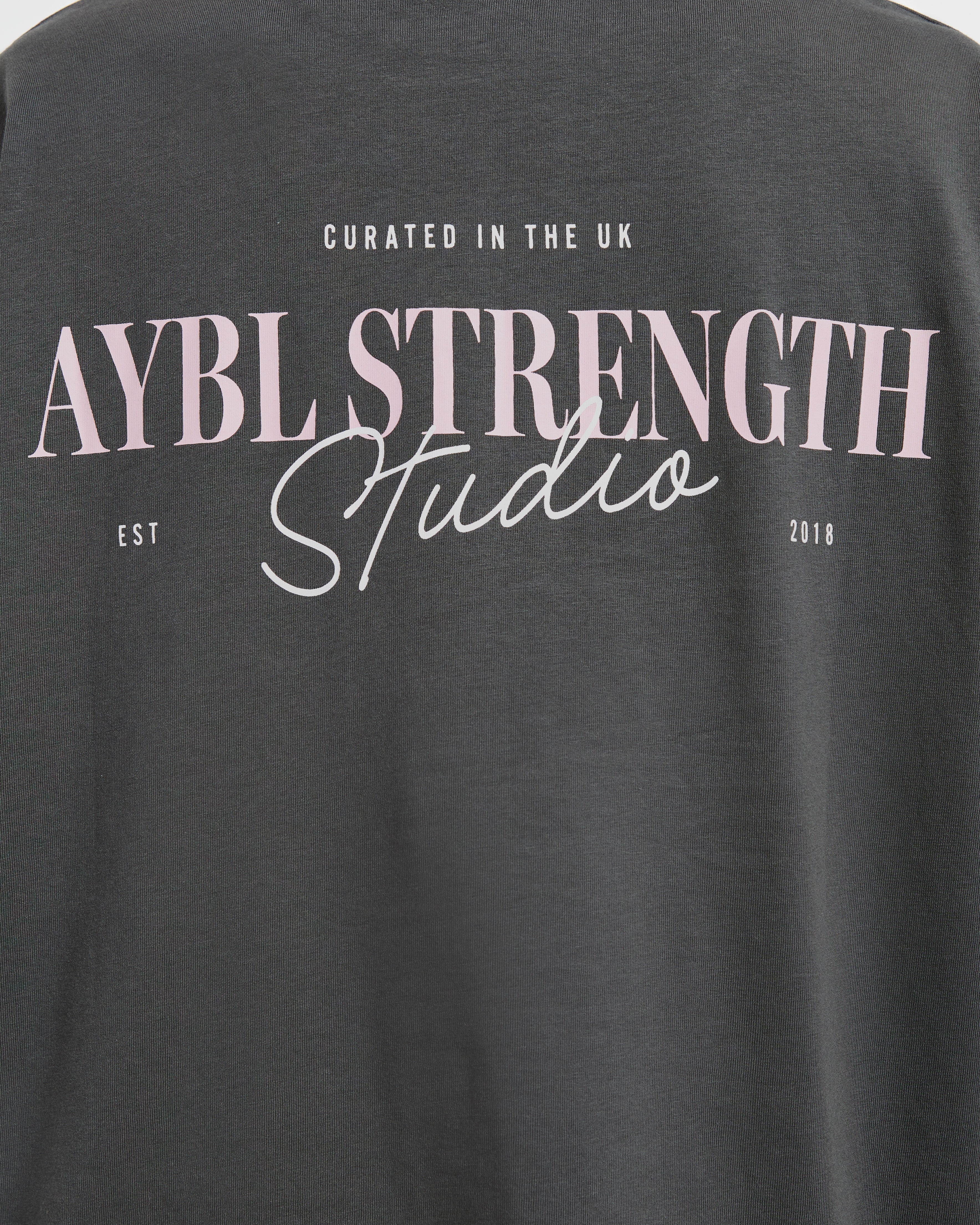 AYBL Strength Studio Oversized T Shirt - Charcoal/Pink - Image 6