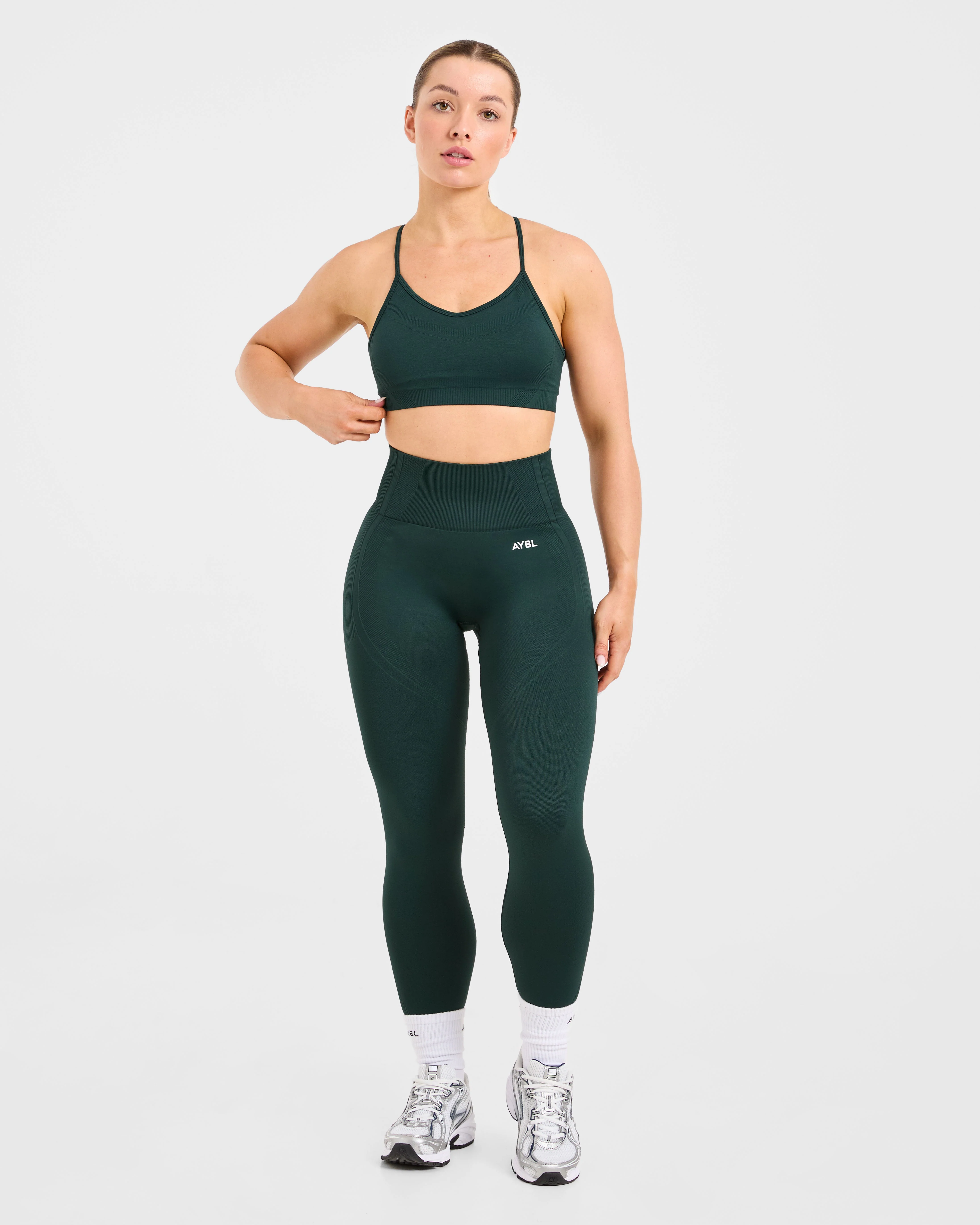 Balance V3 Seamless Strappy Sports Bra - Dark Green - Image 3