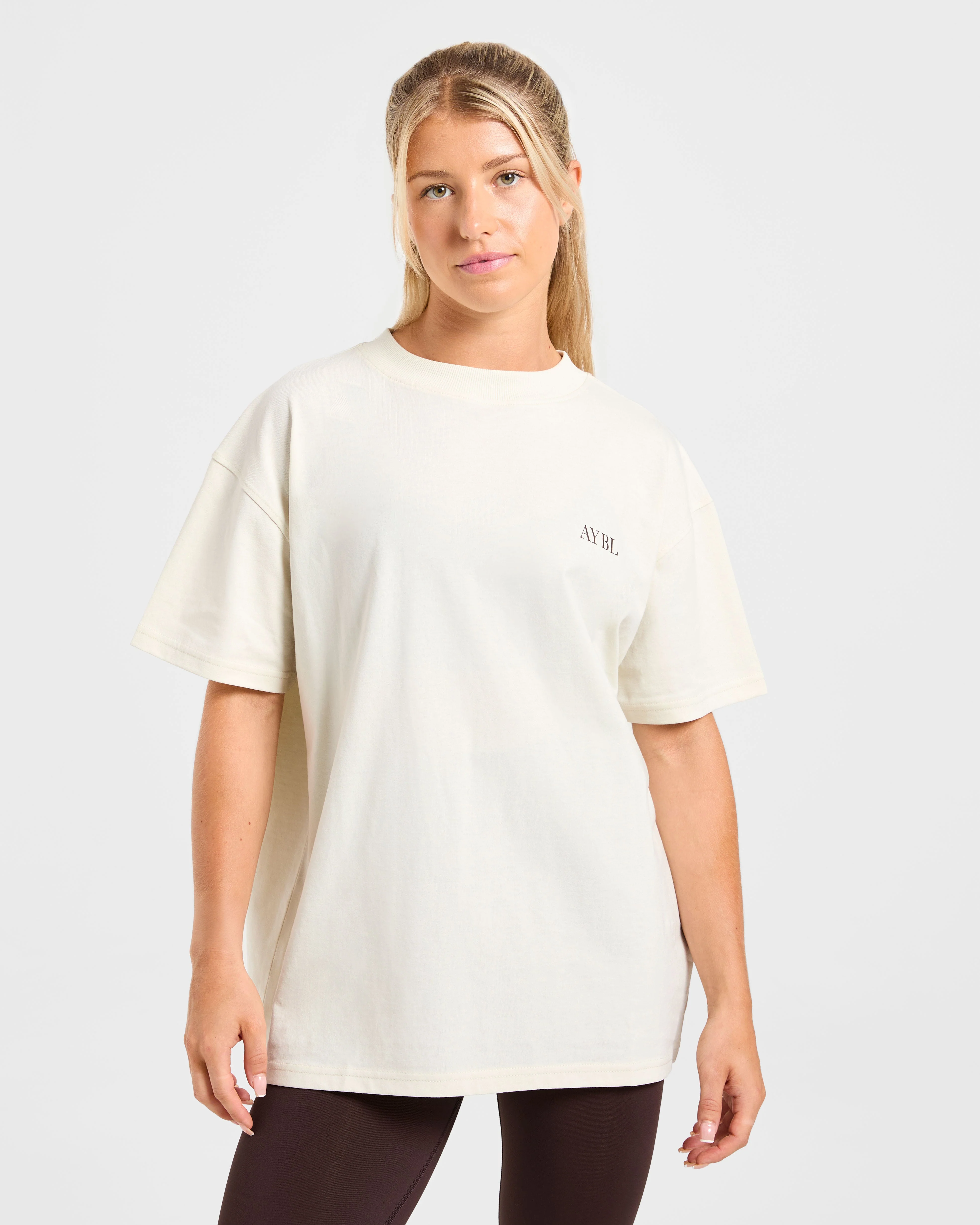 Body, Mind, You Oversized T Shirt - Beige/Brown - Image 2