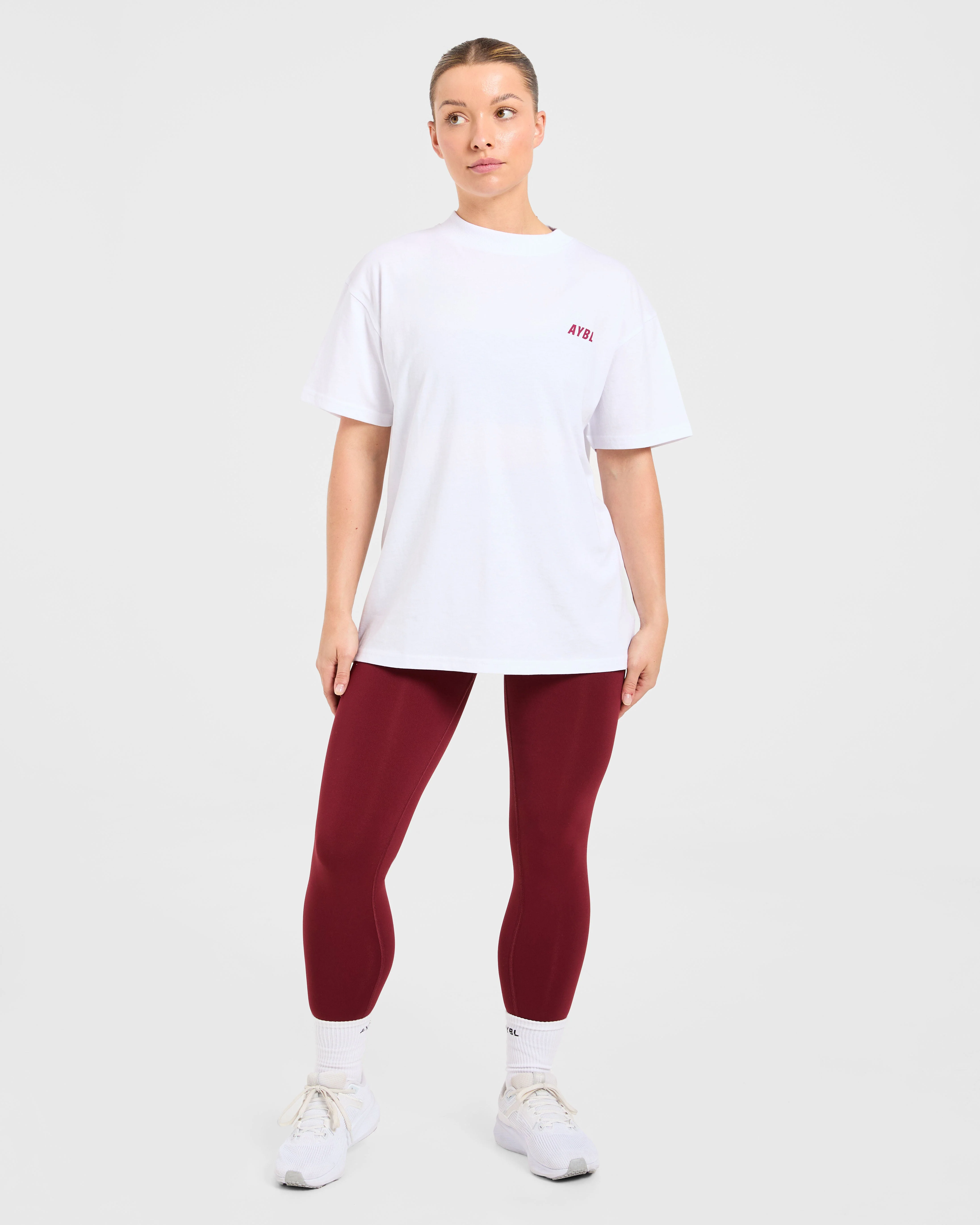 Cardio Club Oversized T Shirt - White/Burgundy - Image 3