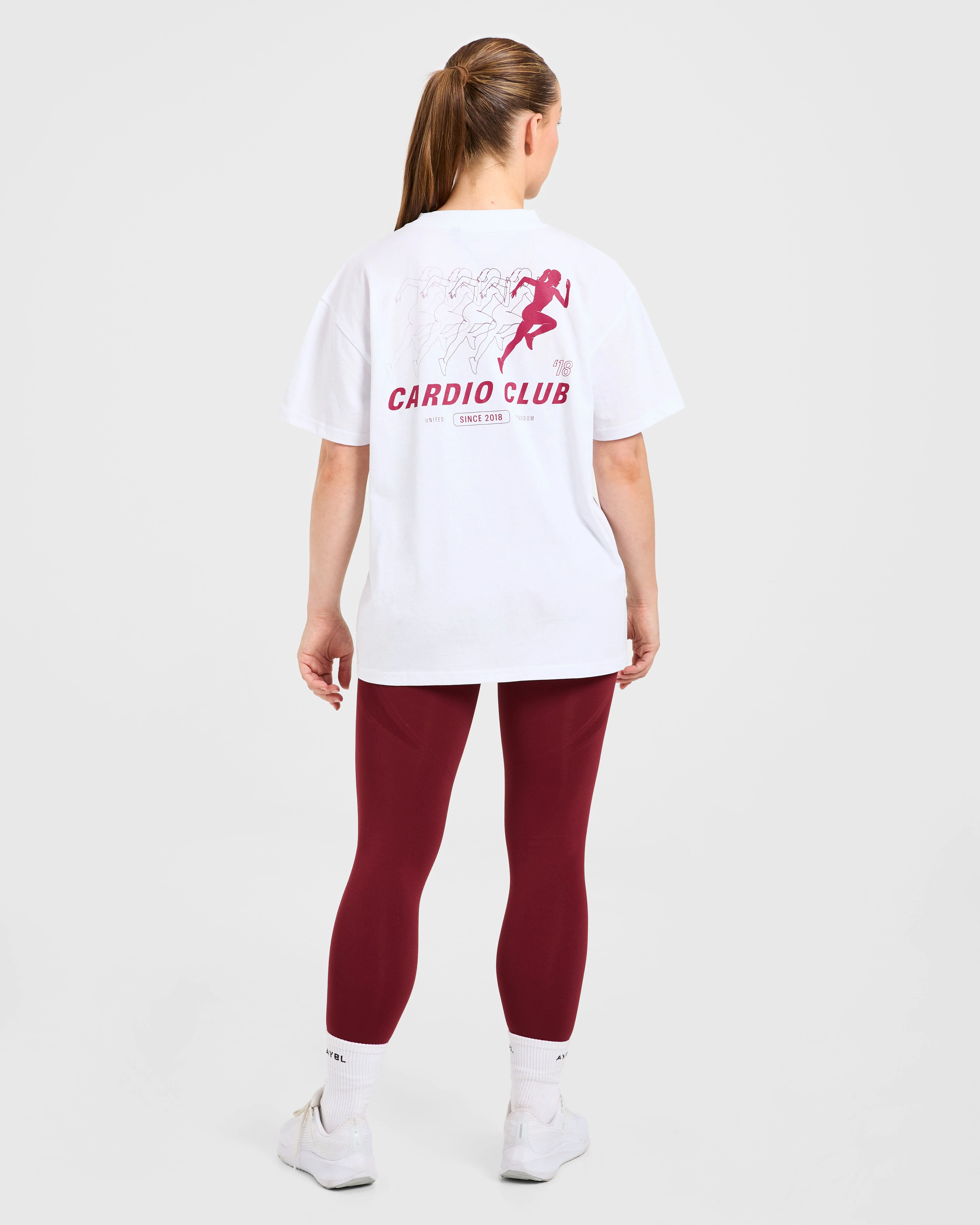 Cardio Club Oversized T Shirt - White/Burgundy - Image 4