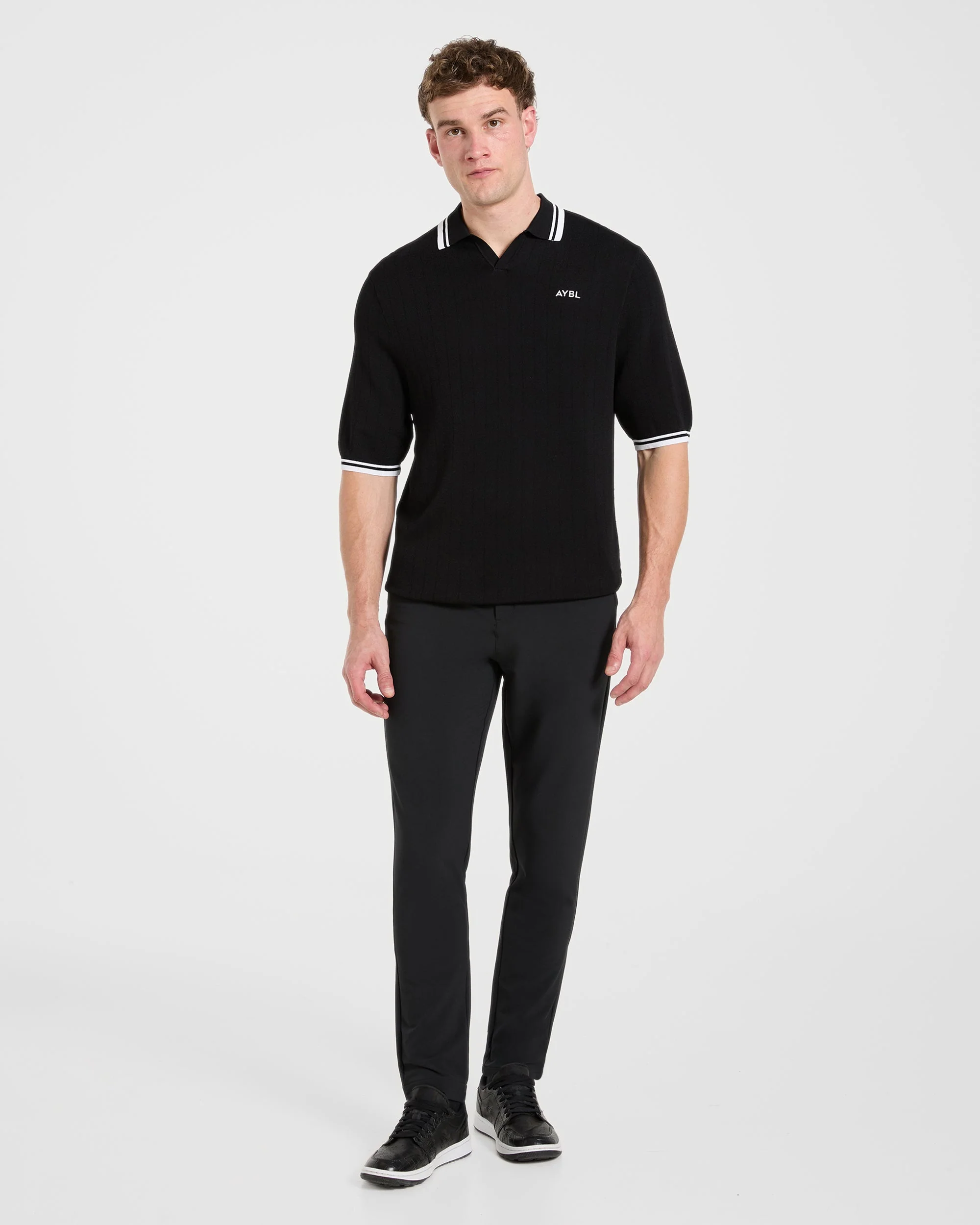 Classic Knitted Polo - Black - Image 3
