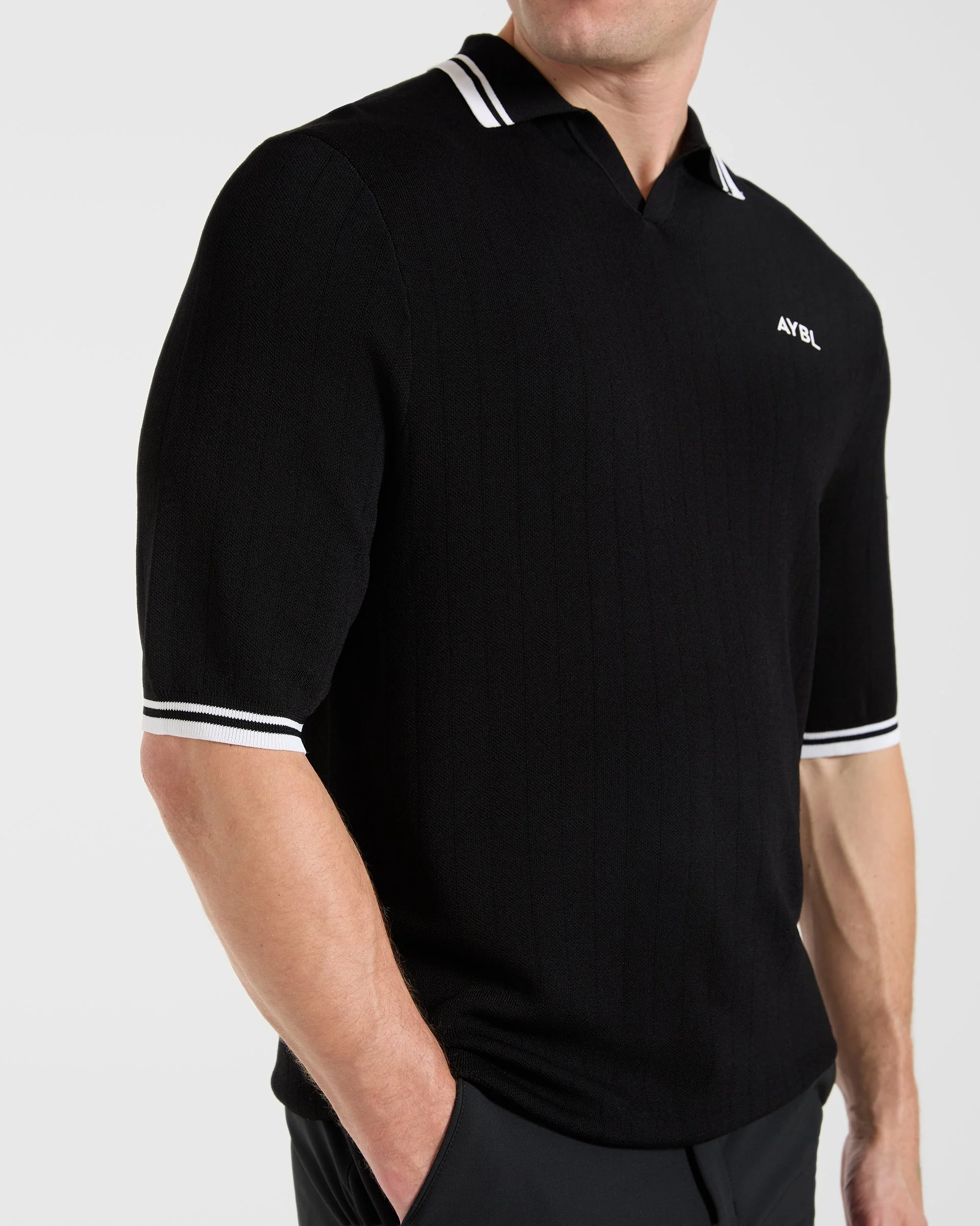 Classic Knitted Polo - Black - Image 6